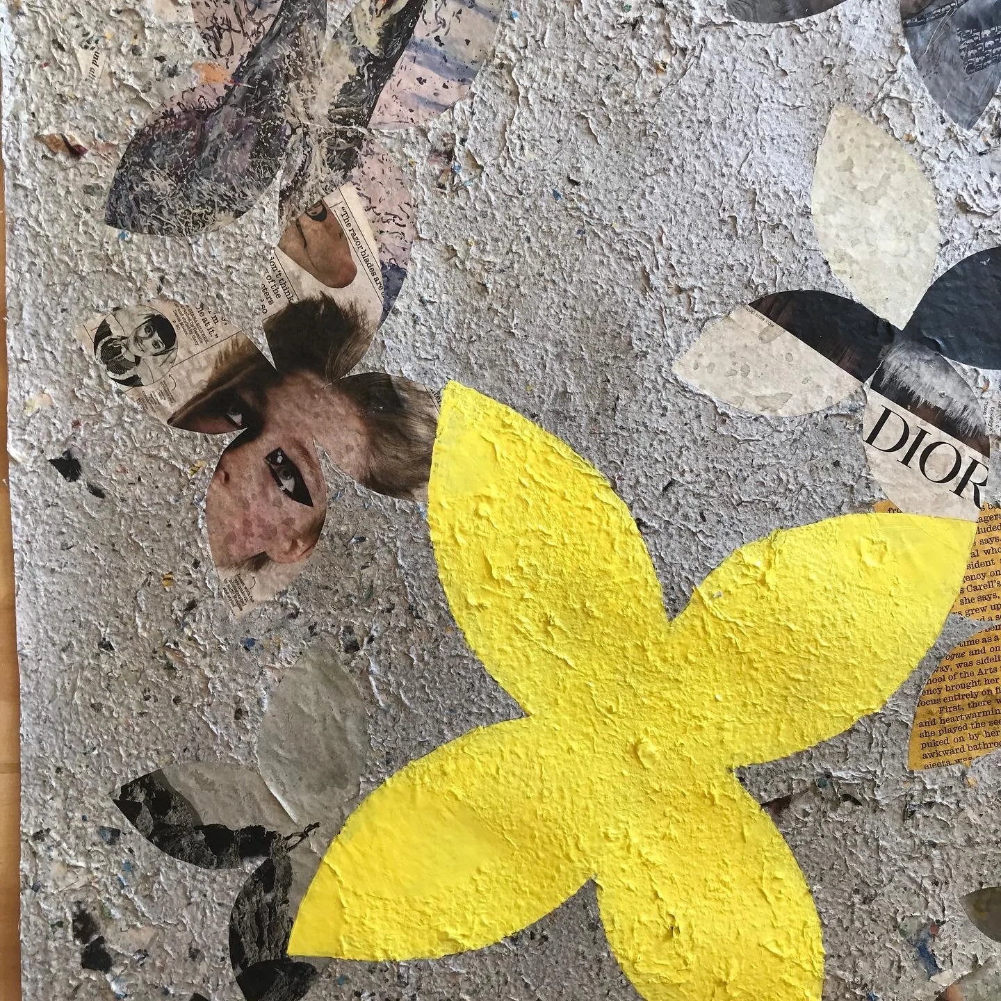 Yellow Star, 2020 Paper, handmade paper, acrylic on mixed media on canvas 60” x 50”  (detail) 