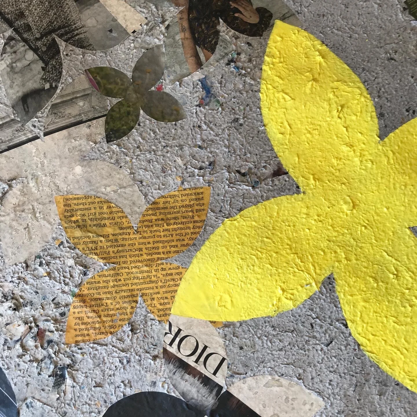  Yellow Star, 2020 Paper, handmade paper, acrylic on mixed media on canvas 60” x 50”  (detail) 