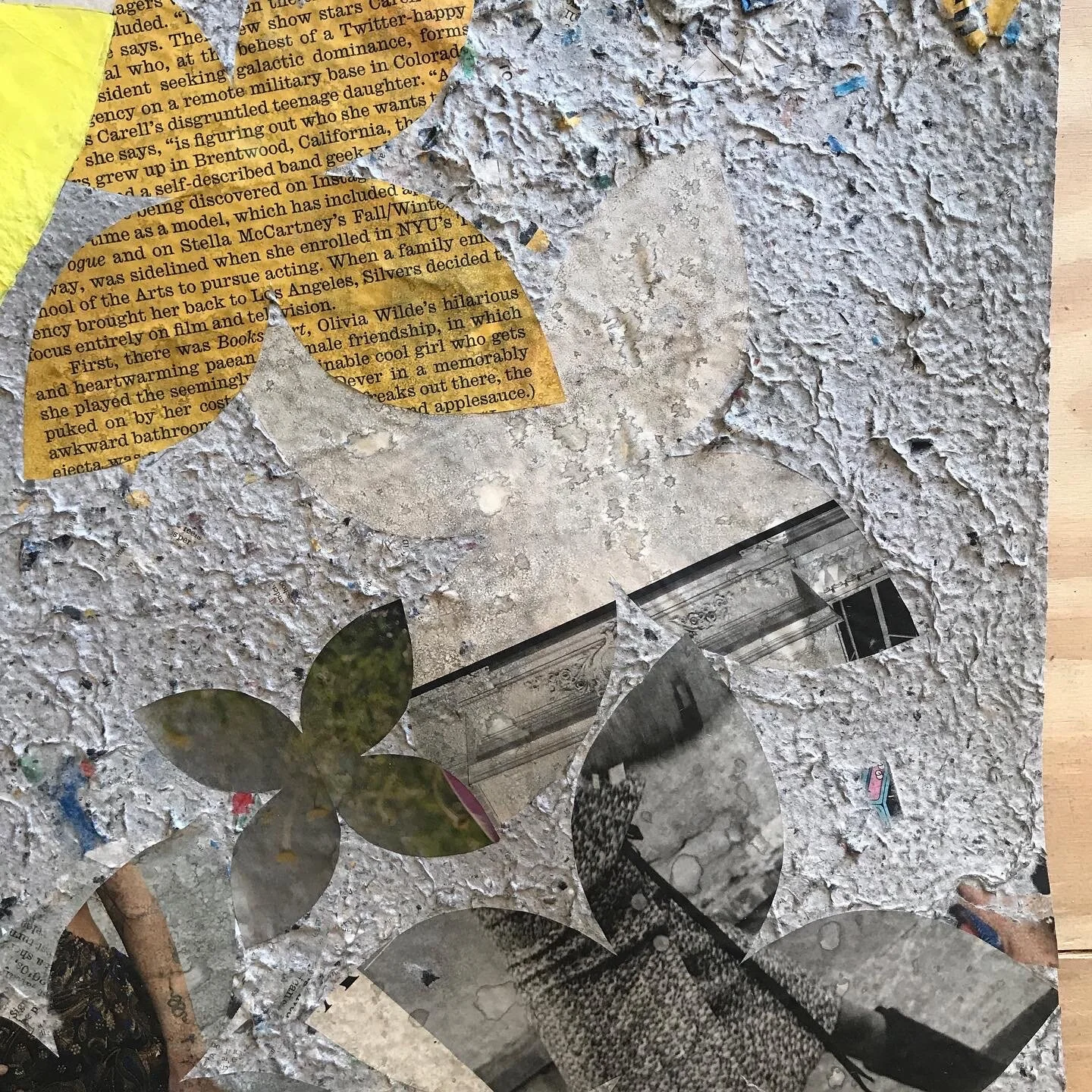  Yellow Star, 2020 Paper, handmade paper, acrylic on mixed media on canvas 60” x 50” (detail) 