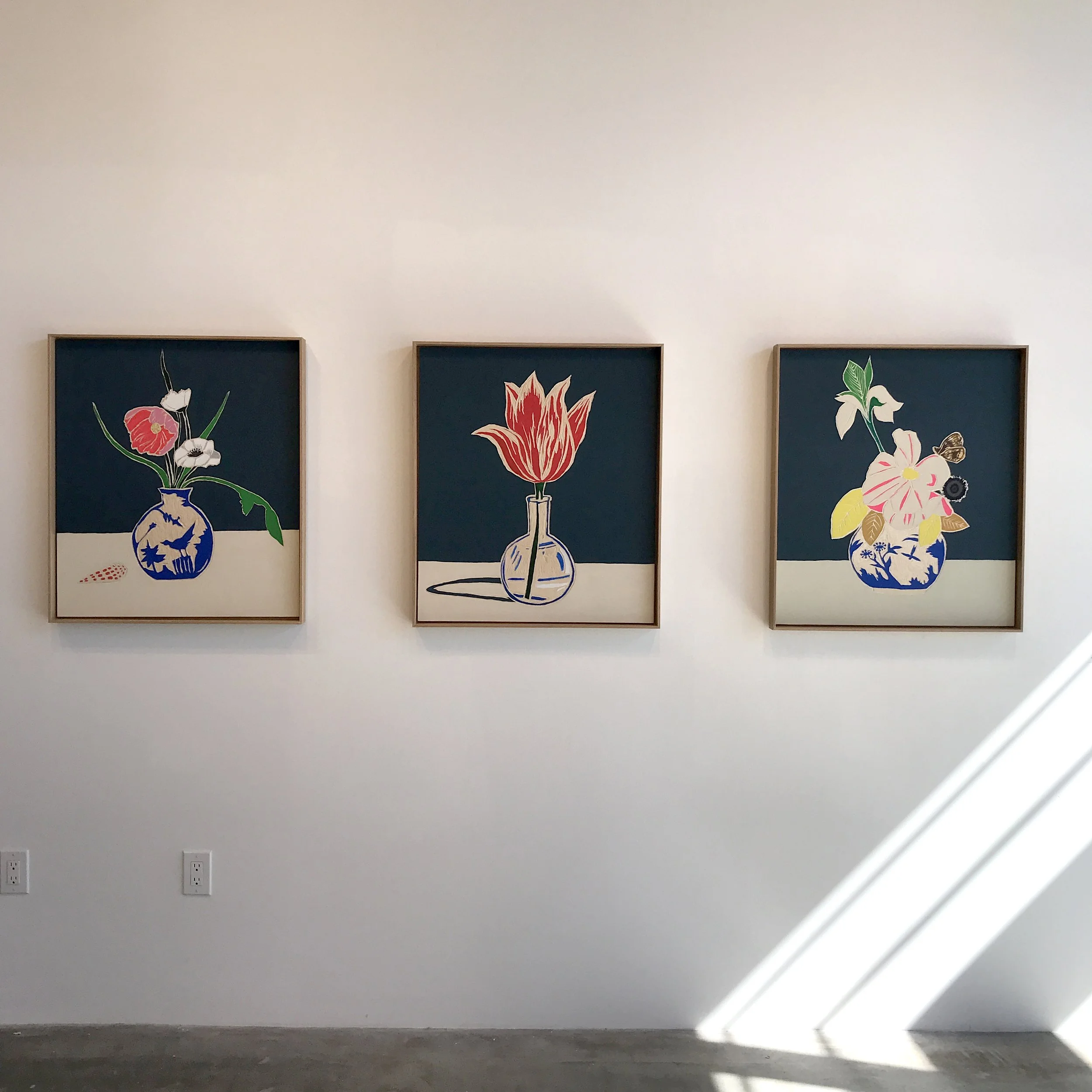  Meghan Gerety  Memento Mori, Fleurs dans un Vase (00-03) , 2022 Acrylic on carved birch plywood 31” x 27” framed 