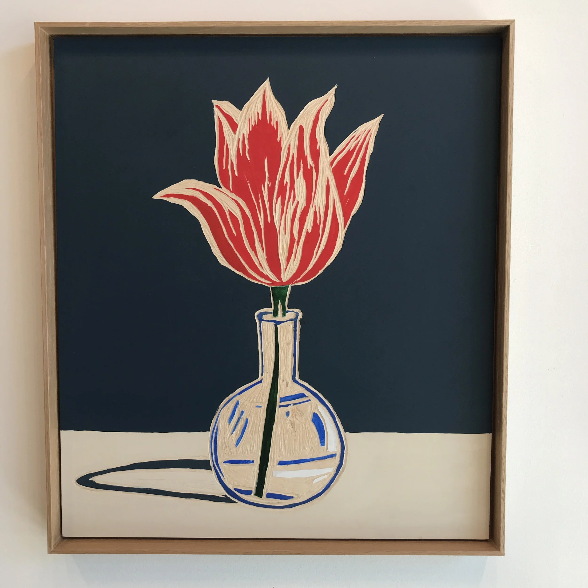  Meghan Gerety  Memento Mori, Fleurs dans un Vase (02) , 2022 Acrylic on carved birch plywood 31” x 27” framed 