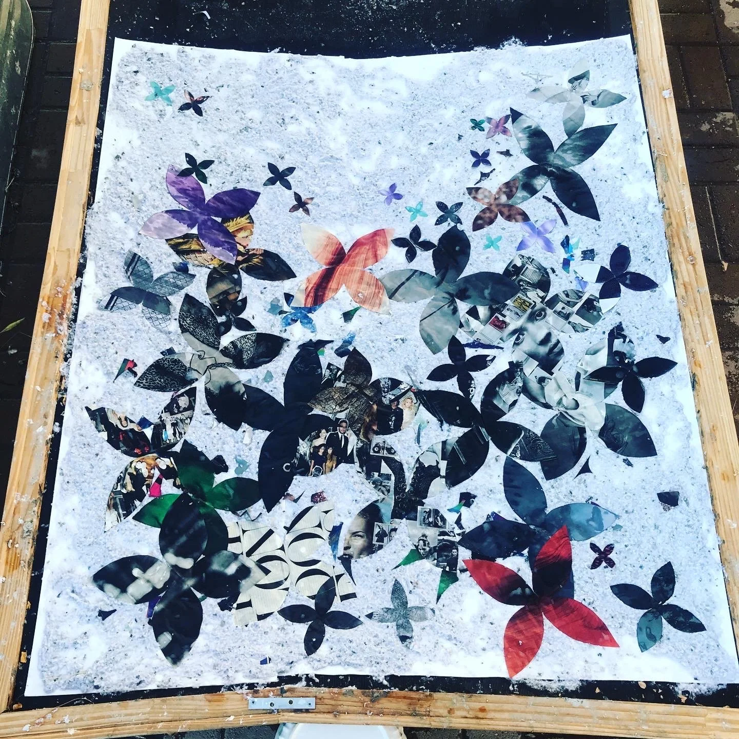  paper pulp on paper w collage 