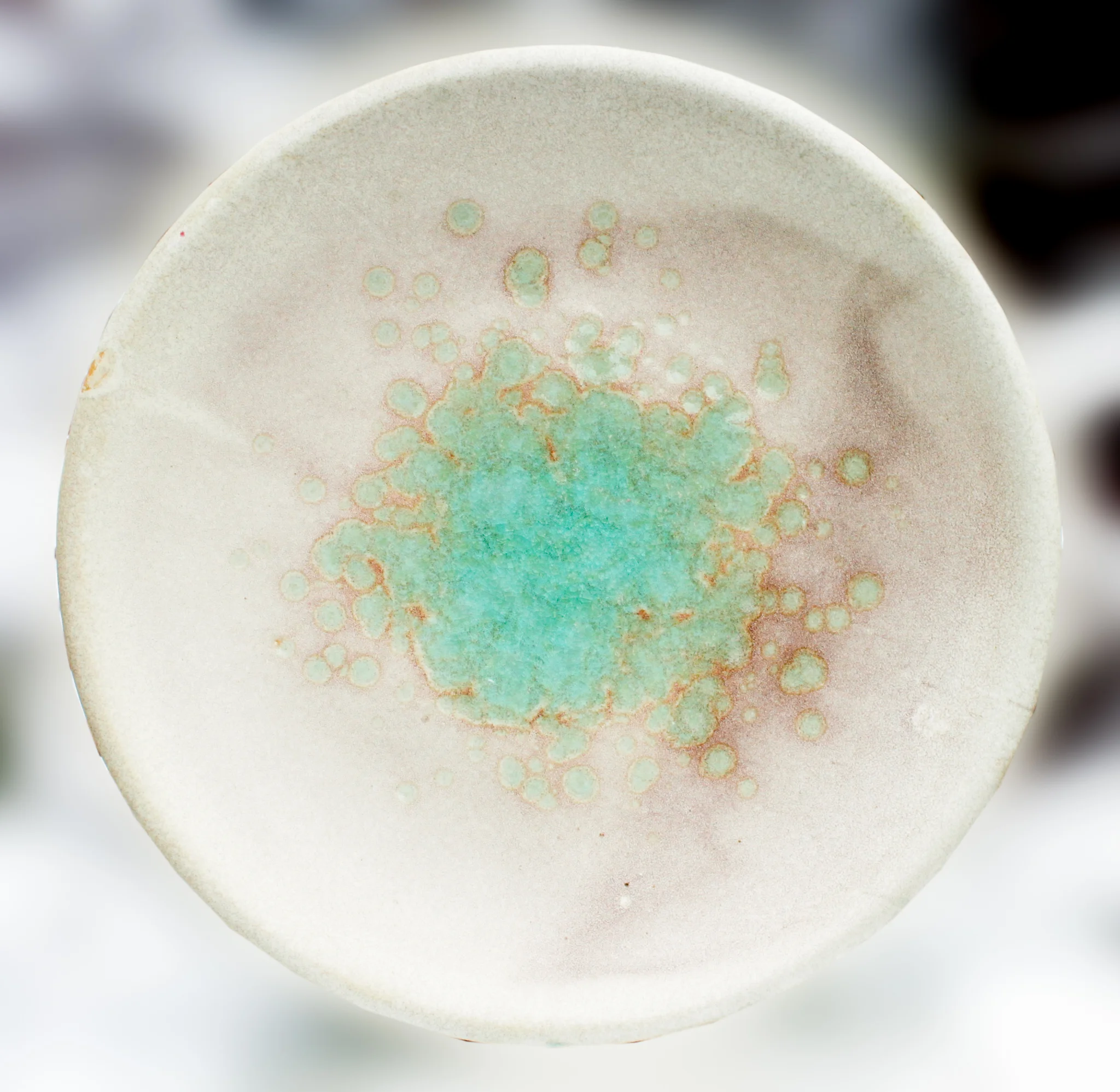 Cream Large Serving Platter with Turqoise Glass-Edit.JPG