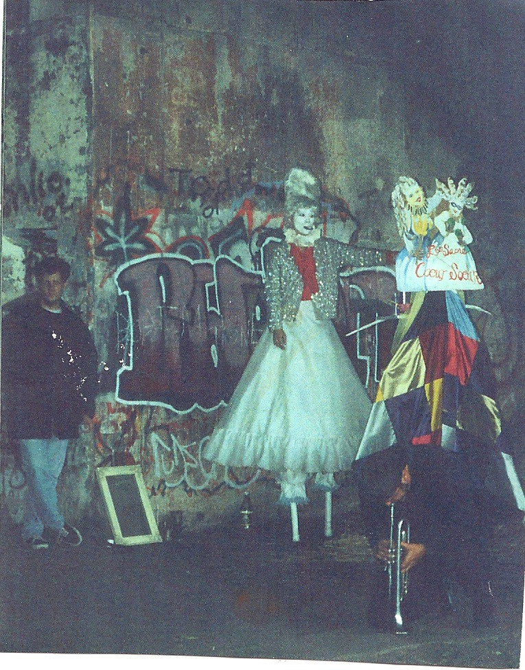 Me on stilts performing with the Portland Jugglers Group