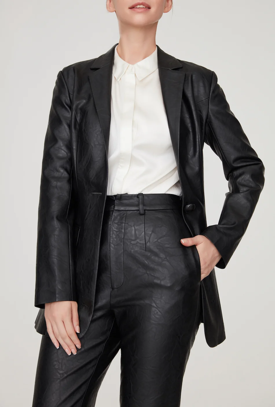leather tuxedo jacket