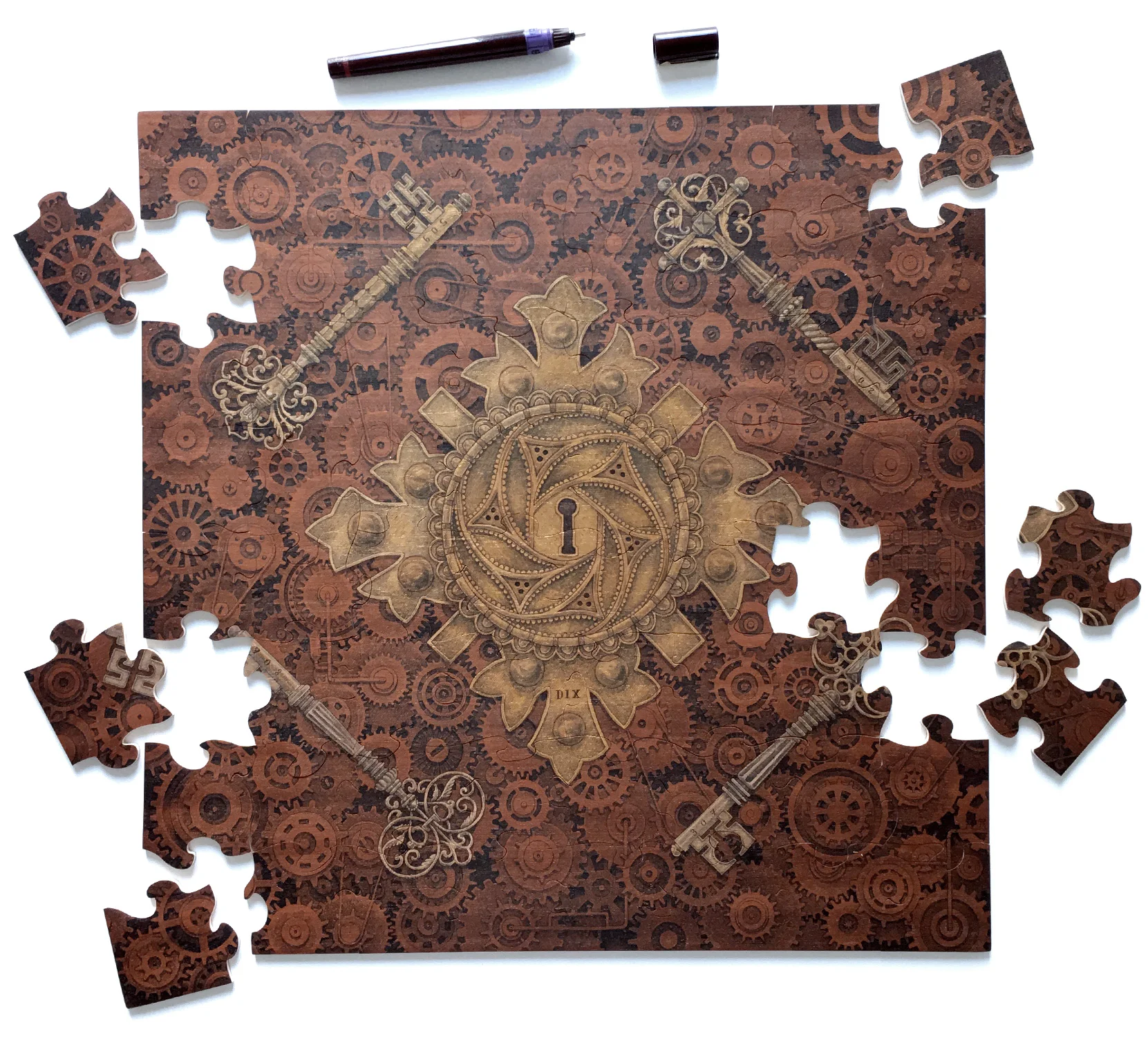 PUZZLE ART : Secret Mechanism | Original drawing on wooden puzzle