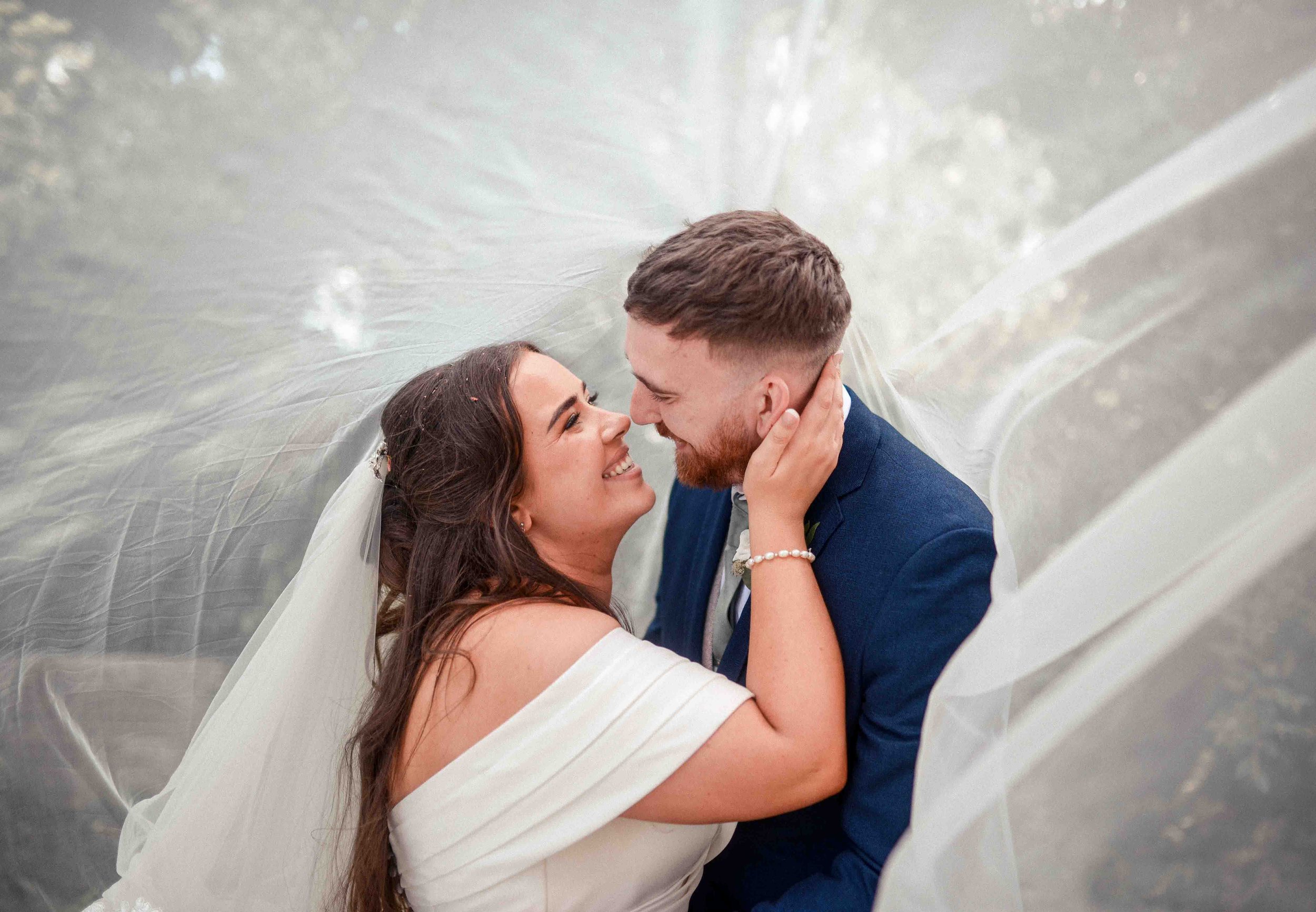 Eliza & Ryan under the veil – fine art wedding portrait in Sheffield by Ryan Lee Turton