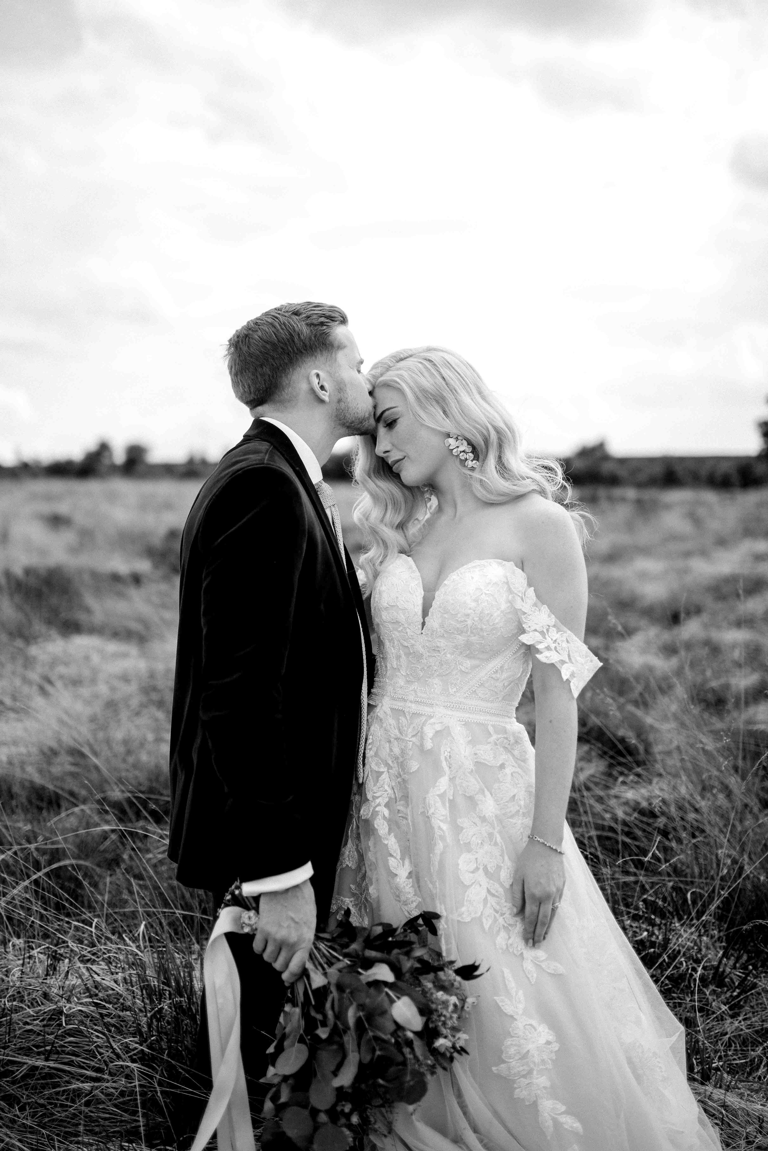 Black & white moorland portrait – Peak Edge Hotel wedding by Ryan Lee Turton
