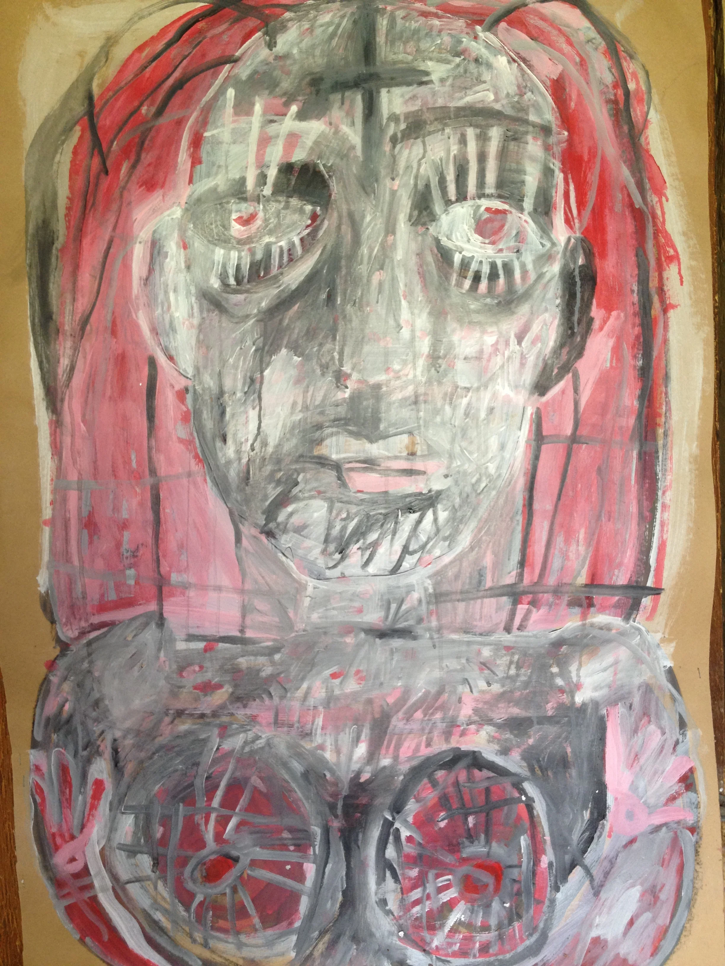   strength, self portrait   2013  acrylic on paper  100cm x 60cm 