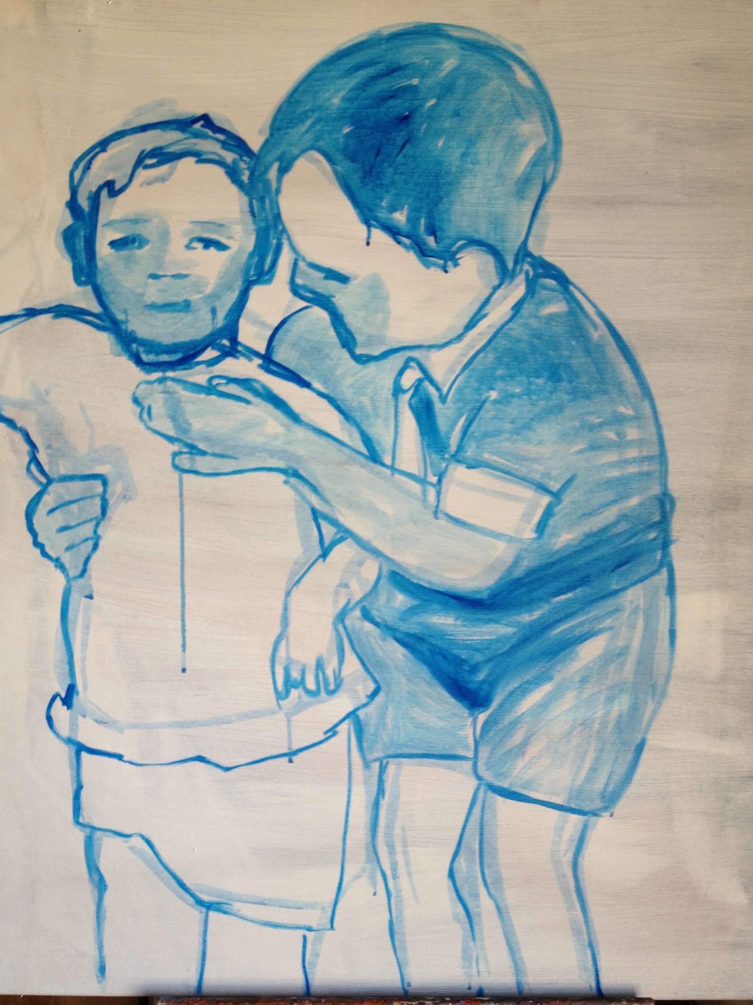   the struggle   2014  acrylic on paper  90cm x 50cm 