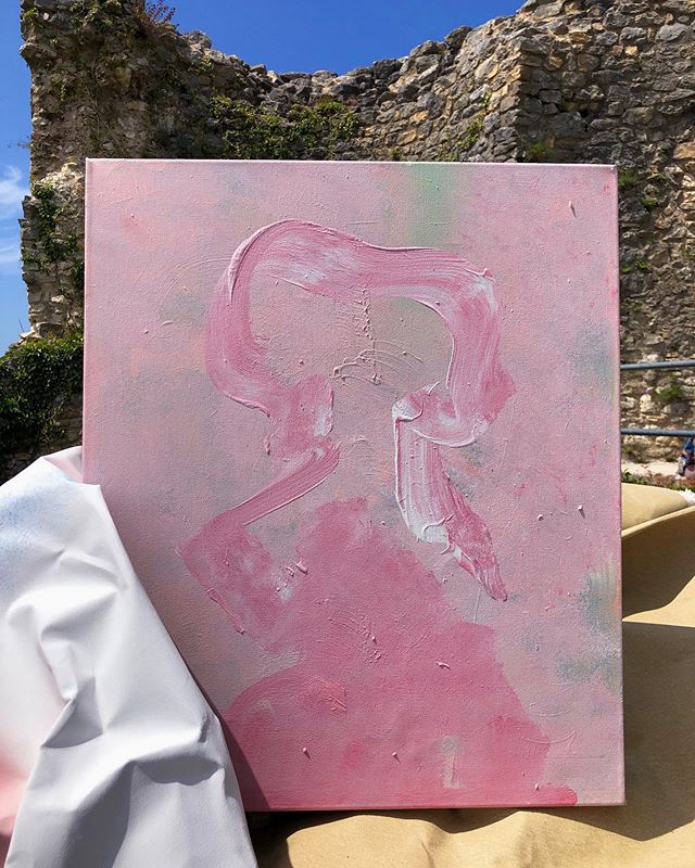 &ldquo;Father &amp; Child&rdquo; 2019. Acrylic &amp; spray paint on canvas. Dimensions variable. On location at &ldquo;Ruin Dorneck&rdquo;, an 800 year-old ruin of a fort overlooking the Rhein valley near Basel, Switzerland. Part of &ldquo;You do You