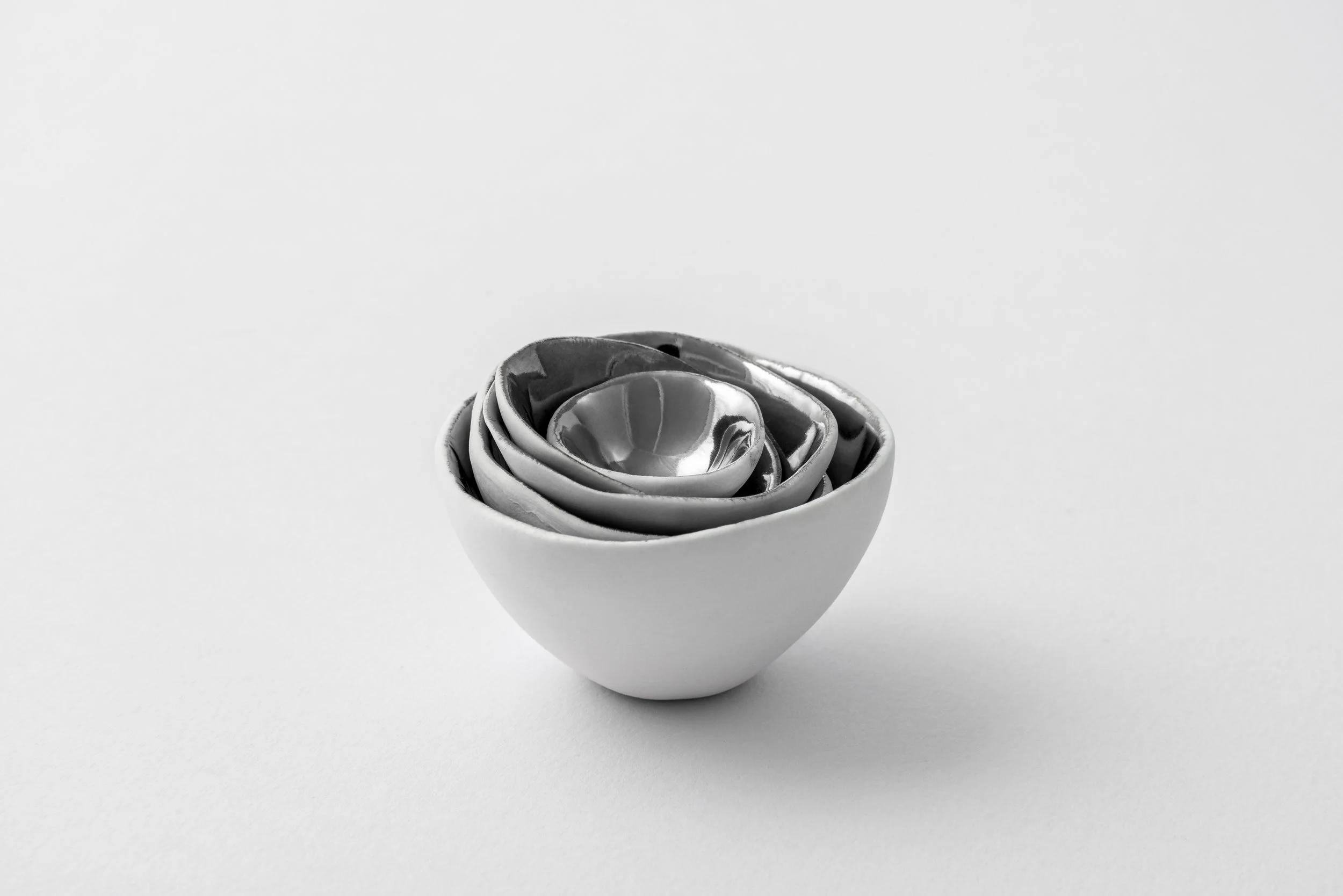 Porcelain and Platinum Miniature Bowl Stack
