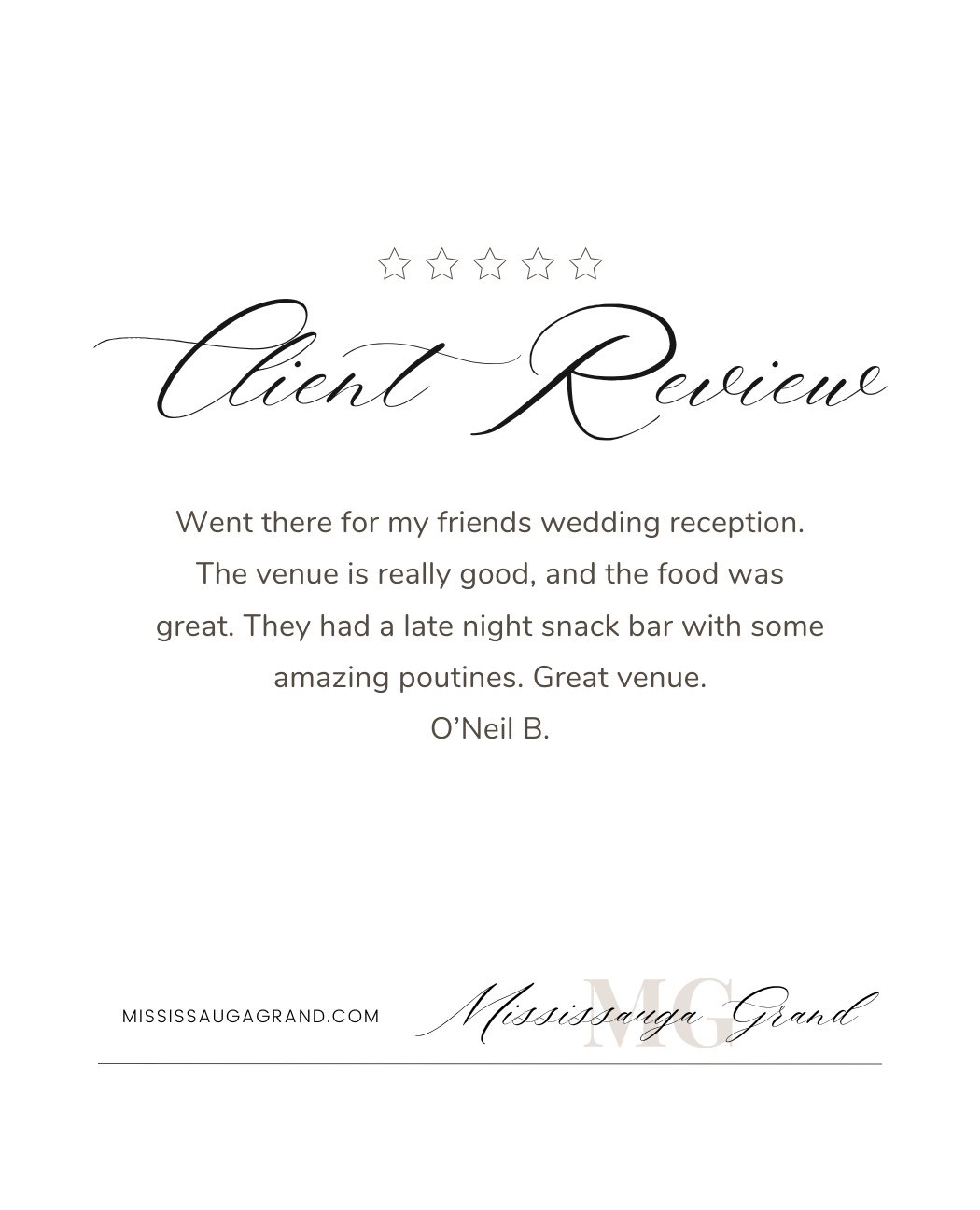A short and sweet guest review.⁠
⁠
⁠
.⁠
.⁠
.⁠
.⁠
.⁠
⁠
#bride #weddingday #weddinginspiration #bridetobe #weddingideas #instawedding #weddings #weddingplanning #weddinginspo #bridal #engaged #weddingplanner #mississauga #mississaugavenue #mississaugav