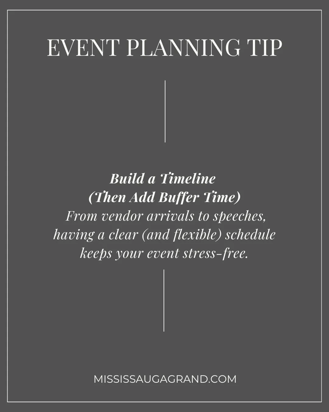 ✨ Event Planning Tip ✨
Build a Timeline (Then Add Buffer Time)
From vendor arrivals to speeches, having a clear (and flexible) schedule keeps your event stress-free.
Follow us for more expert tips on creating seamless, stylish events. 💡
#E