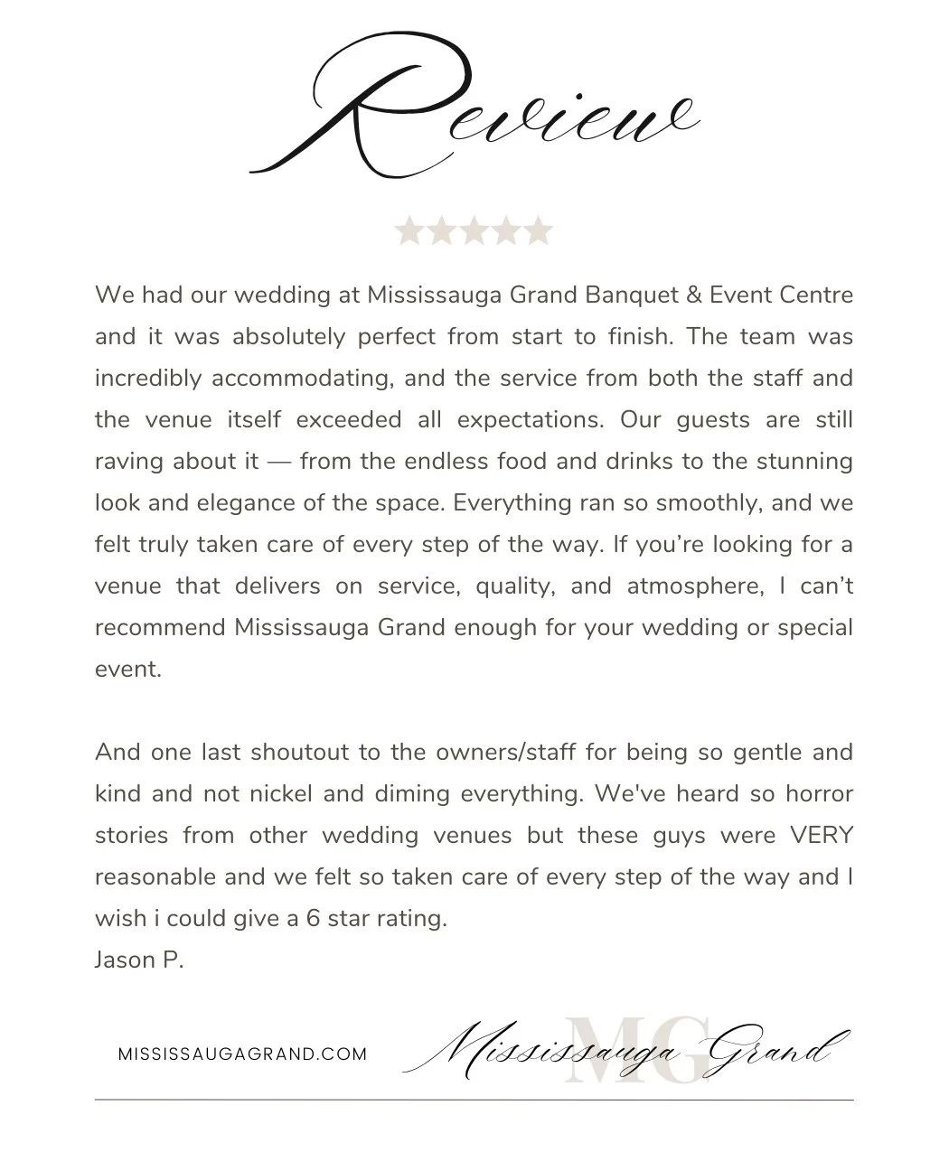 Love Note.⁠
⁠
⁠
⁠
⁠
⁠
#ClientLove #MississaugaWeddings #EventReviews #WeddingInspo