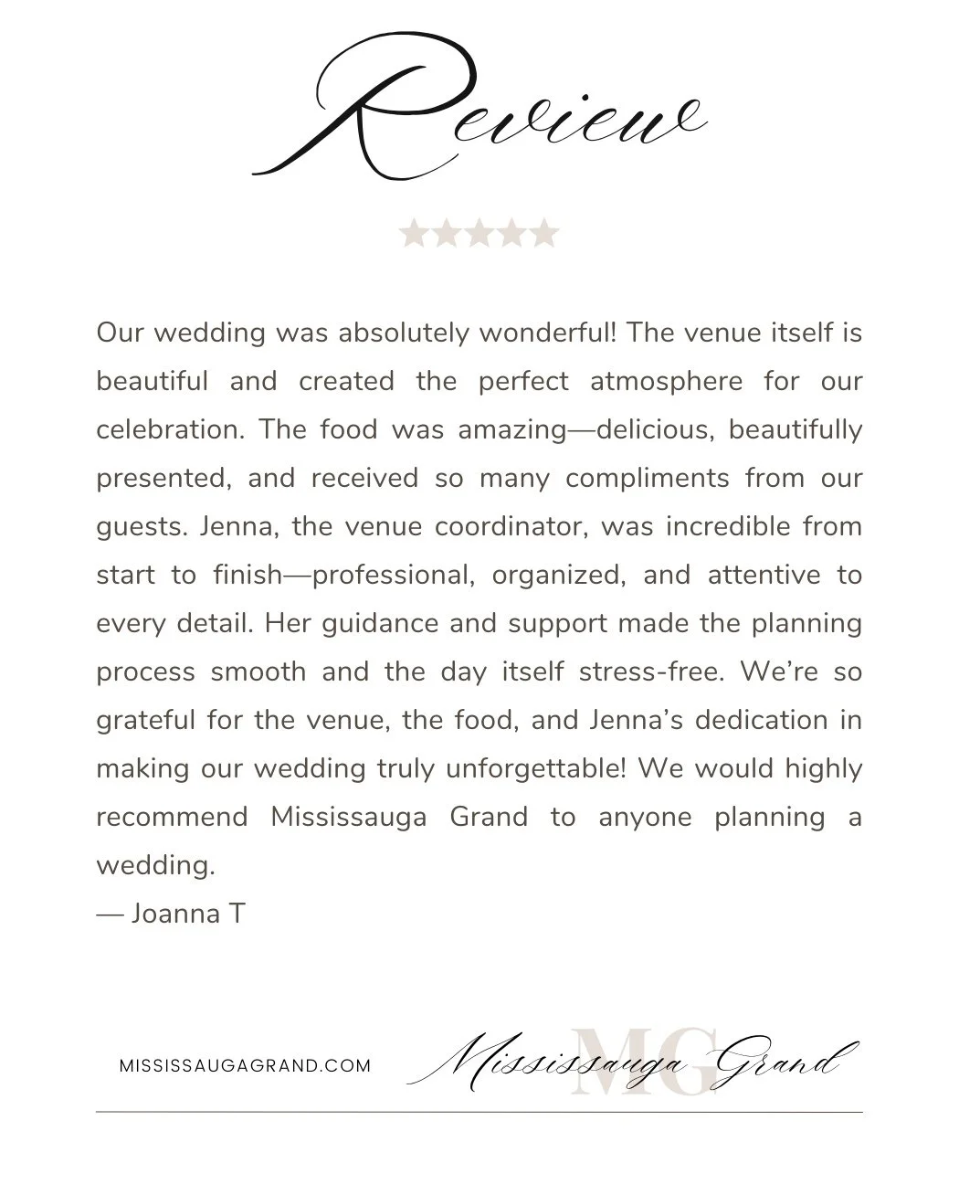 A heartfelt accolade from a recent bride.⁠
⁠
⁠
.⁠
.⁠
.⁠
.⁠
.⁠
⁠
#weddingday #mississaugavenues #weddingvenue #MississaugaGrand
