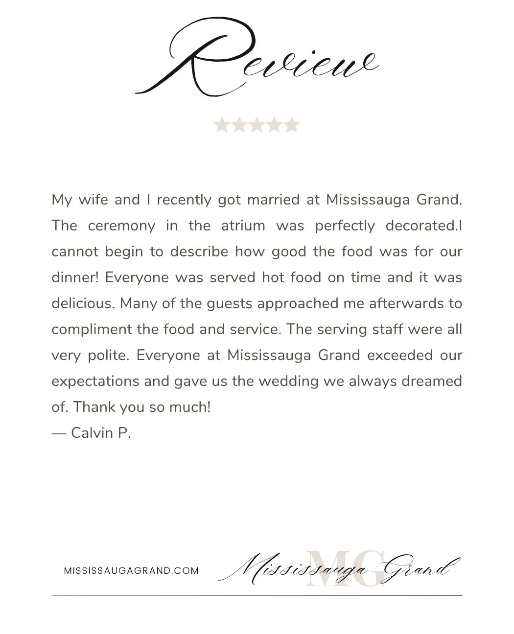 An accolade from a recent wedding celebration.⁠
⁠
⁠
⁠
.⁠
.⁠
.⁠
.⁠
.⁠
⁠
#weddingday #mississaugavenues #weddingvenue #MississaugaGrand