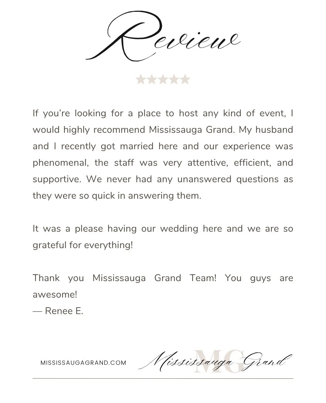 A heartfelt accolade from a recent bride.⁠
⁠
⁠
⁠
.⁠
.⁠
.⁠
.⁠
.⁠
⁠
#weddingday #mississaugavenues #weddingvenue #MississaugaGrand