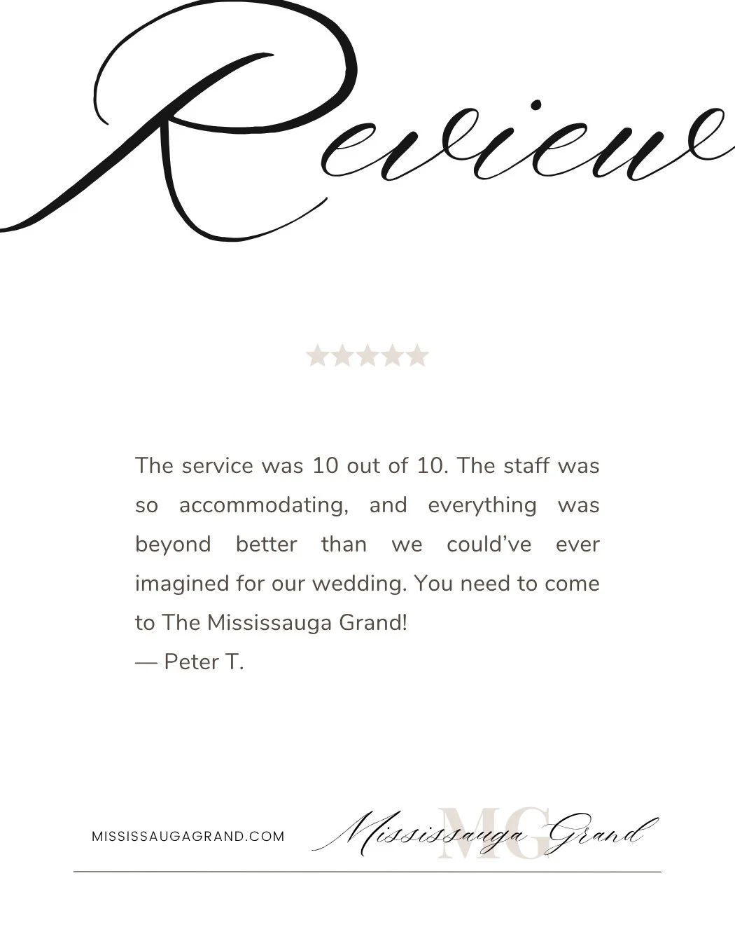 One of our favourite reviews from the week.⁠
⁠
⁠
⁠
.⁠
.⁠
.⁠
.⁠
.⁠
⁠
#weddingday #mississaugavenues #weddingvenue #MississaugaGrand