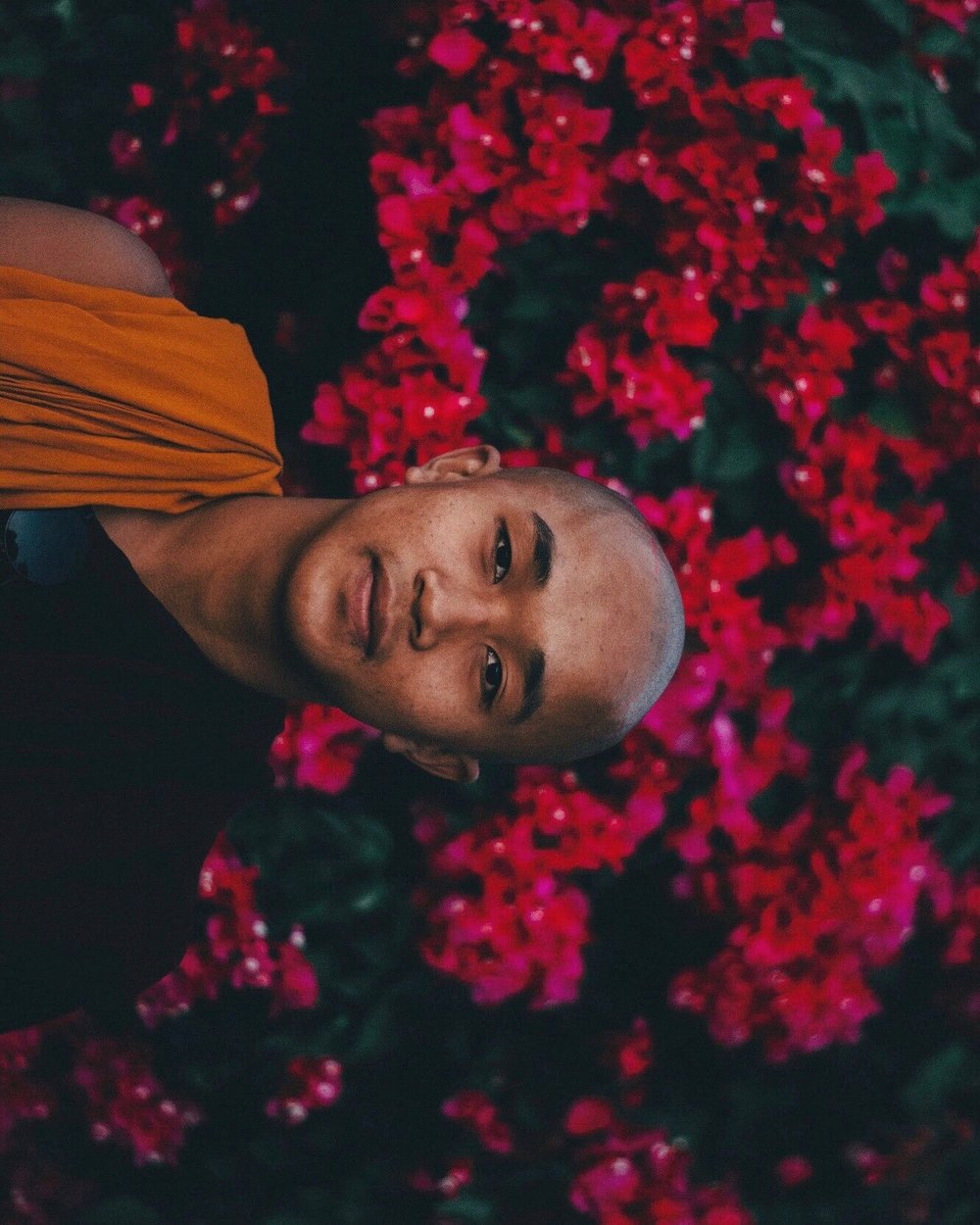 Monk portrait myanmar flowers