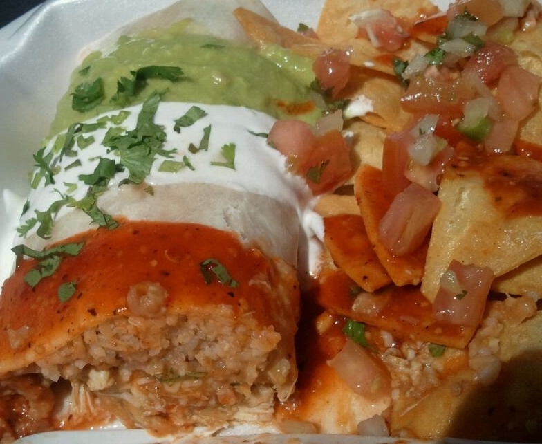 Not the vegetarian burrito. Still, doesn't this chicken burrito look patriotically incredible? Like five meals there. Or one if I've had a couple beers and it's 2am. 