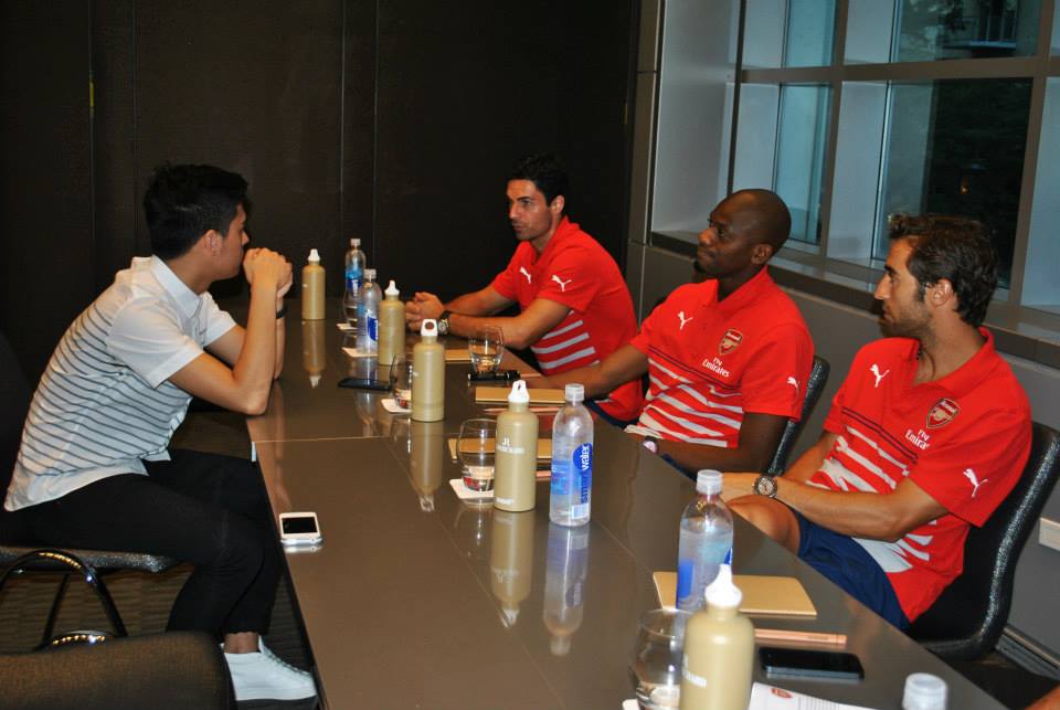 Justin interviewing Arsenal FC players in June 2014