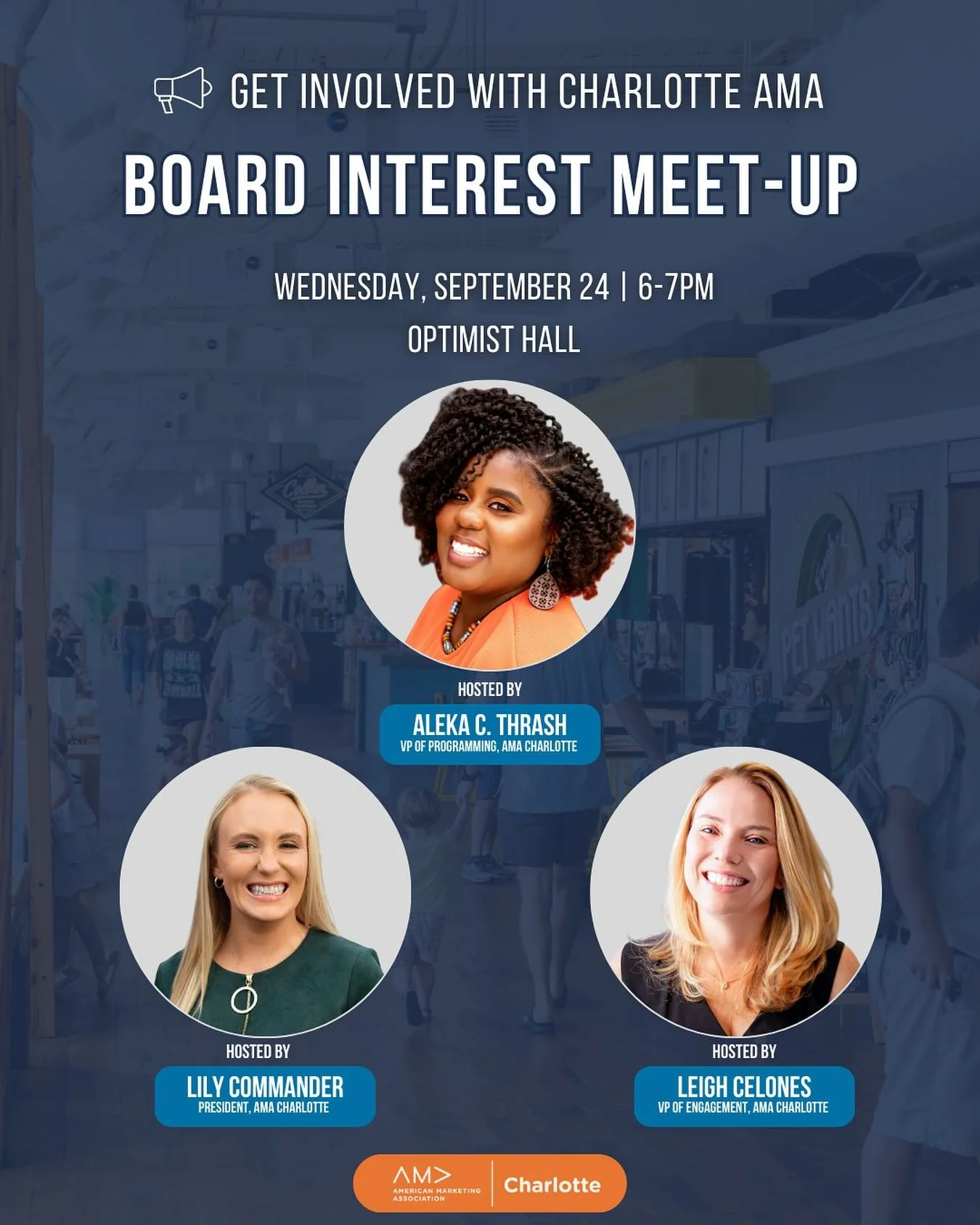 Want to get more involved in Charlotte&rsquo;s marketing community? ✨

We&rsquo;re hosting another Board Interest Meet-Up tomorrow at Optimist Hall and you&rsquo;re invited!

This is your chance to:
✔️ Learn about open board + committee roles (includ