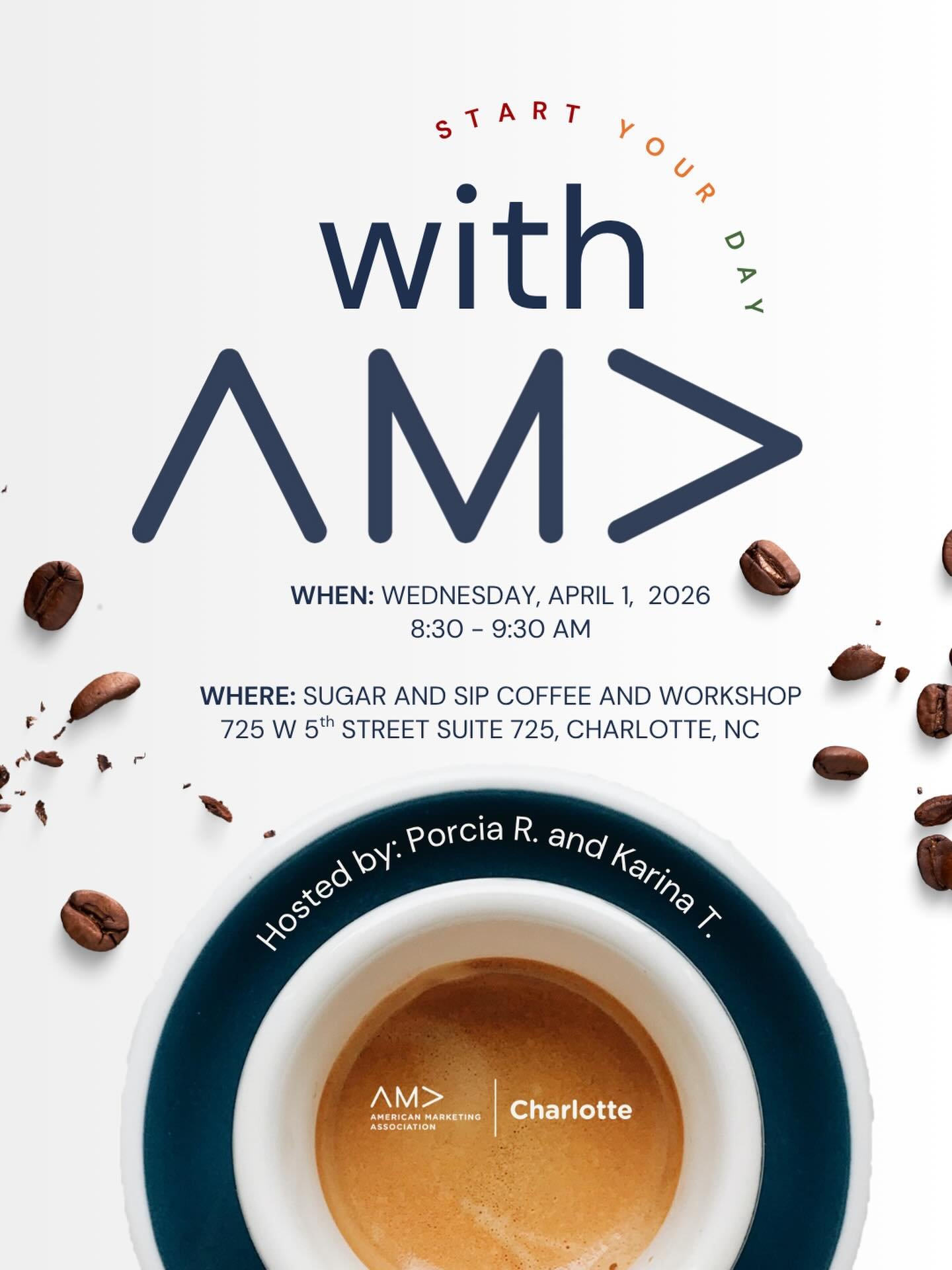 Don&rsquo;t miss out! ☕️✨

Our Start Your Day networking event is happening this Wednesday morning at @sugarandsipclt. Join hosts @porcia.robinson and @rinasweetie718 for great coffee and even better conversations with the Charlotte marketing communi
