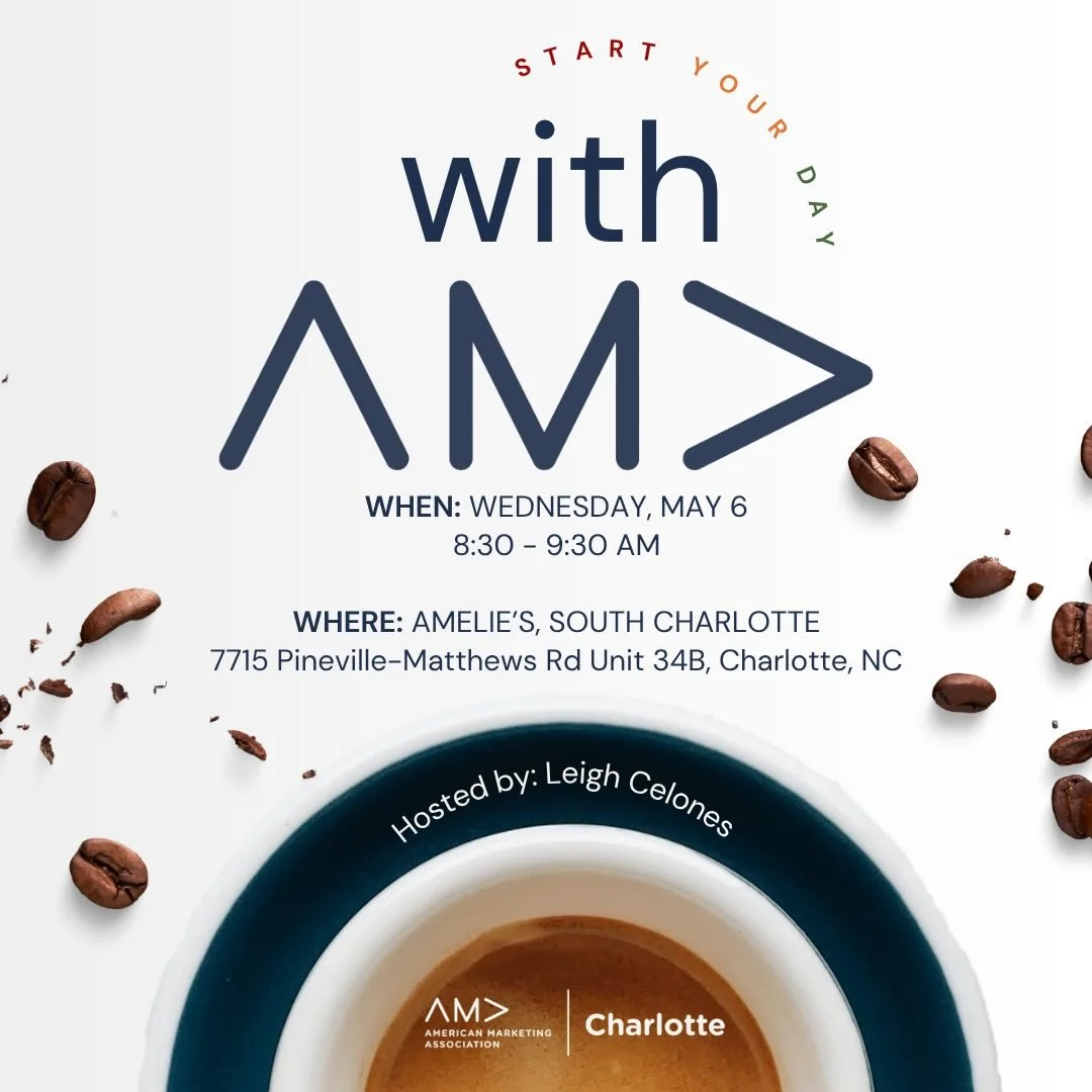 Morning coffee is better with marketing friends. 🥐☕️

Our next Start Your Day is happening Wednesday, May 6, at @ameliesfrenchbakery South Charlotte! Join host @leighcelones for a relaxed hour of networking to kickstart your Wednesday.

🗓 Wed, May 