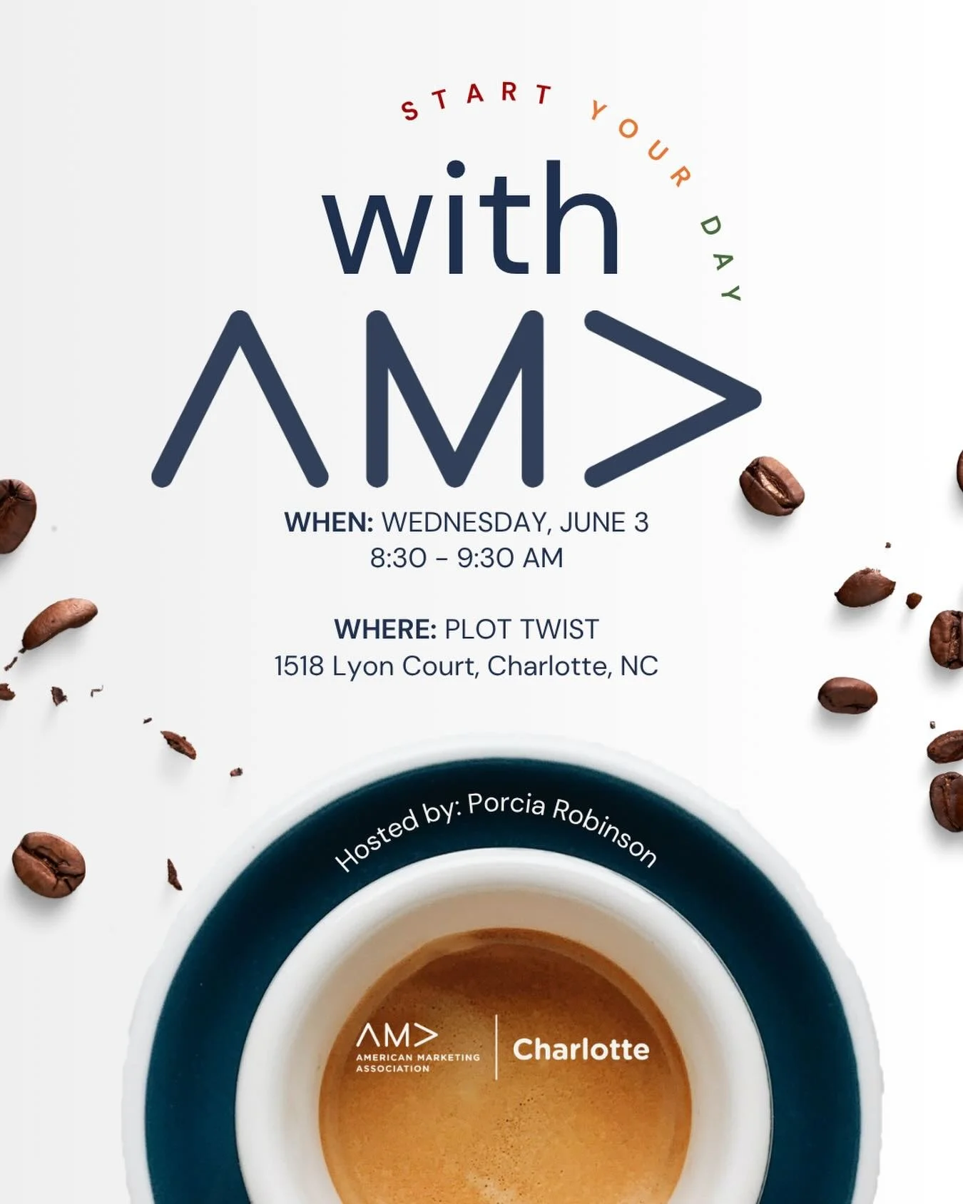 Your Wednesday morning plans = officially sorted. ✅

Join us for Start Your Day with AMA on Wednesday, June 3rd (8:30 - 9:30 AM) at @plottwistclt! Hosted by the wonderful @porcia.robinson, it&rsquo;s the perfect spot to grab your morning caffeine fix