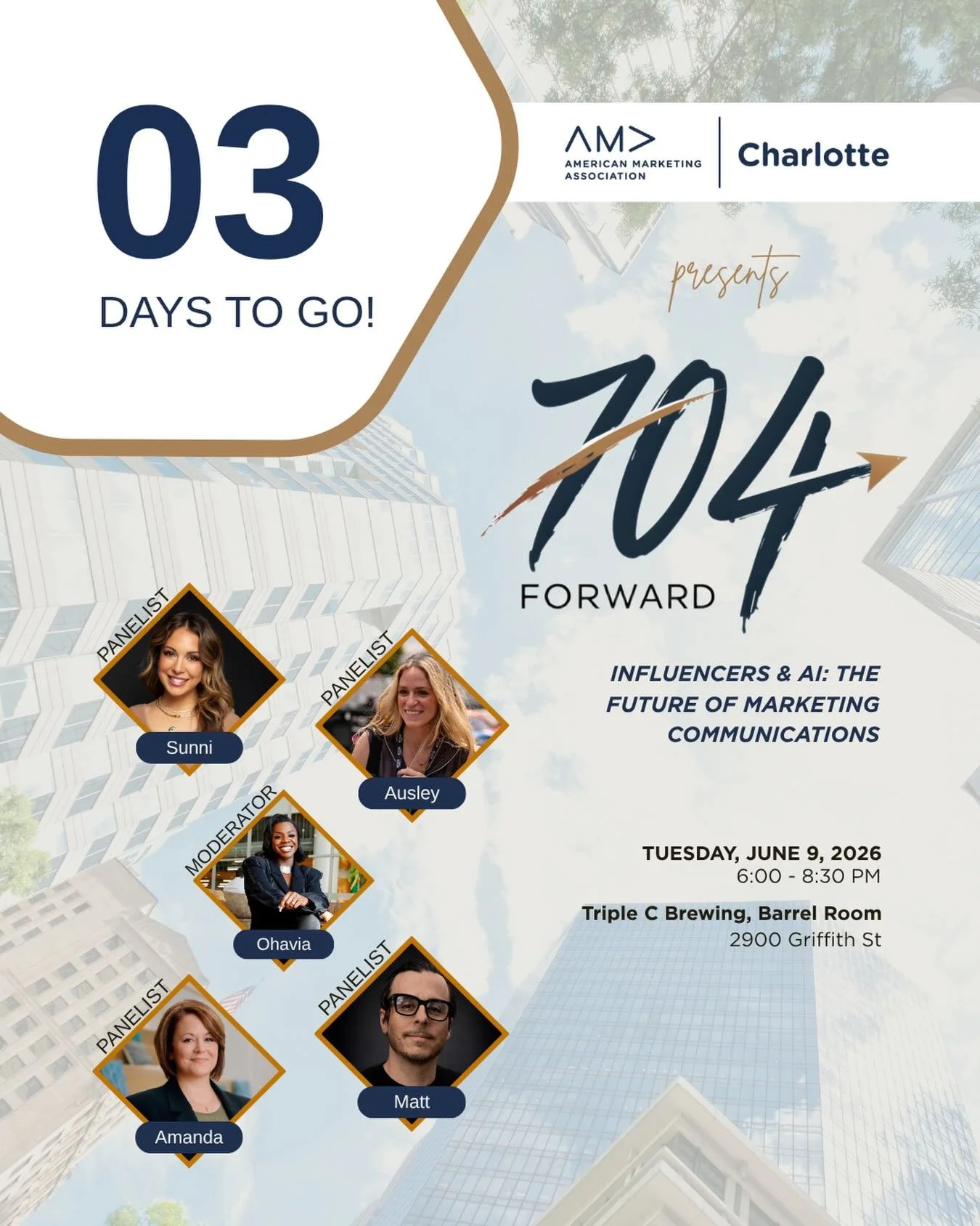 ONLY 3 DAYS LEFT UNTIL WE OPEN THE DOORS!🚨 

Tuesday night, 704Forward: Leading the Shift officially kicks off at @triplecbrewing Barrel Room. We&rsquo;re bringing together Charlotte&rsquo;s top brand leaders, agency leads, and creators to unpack th