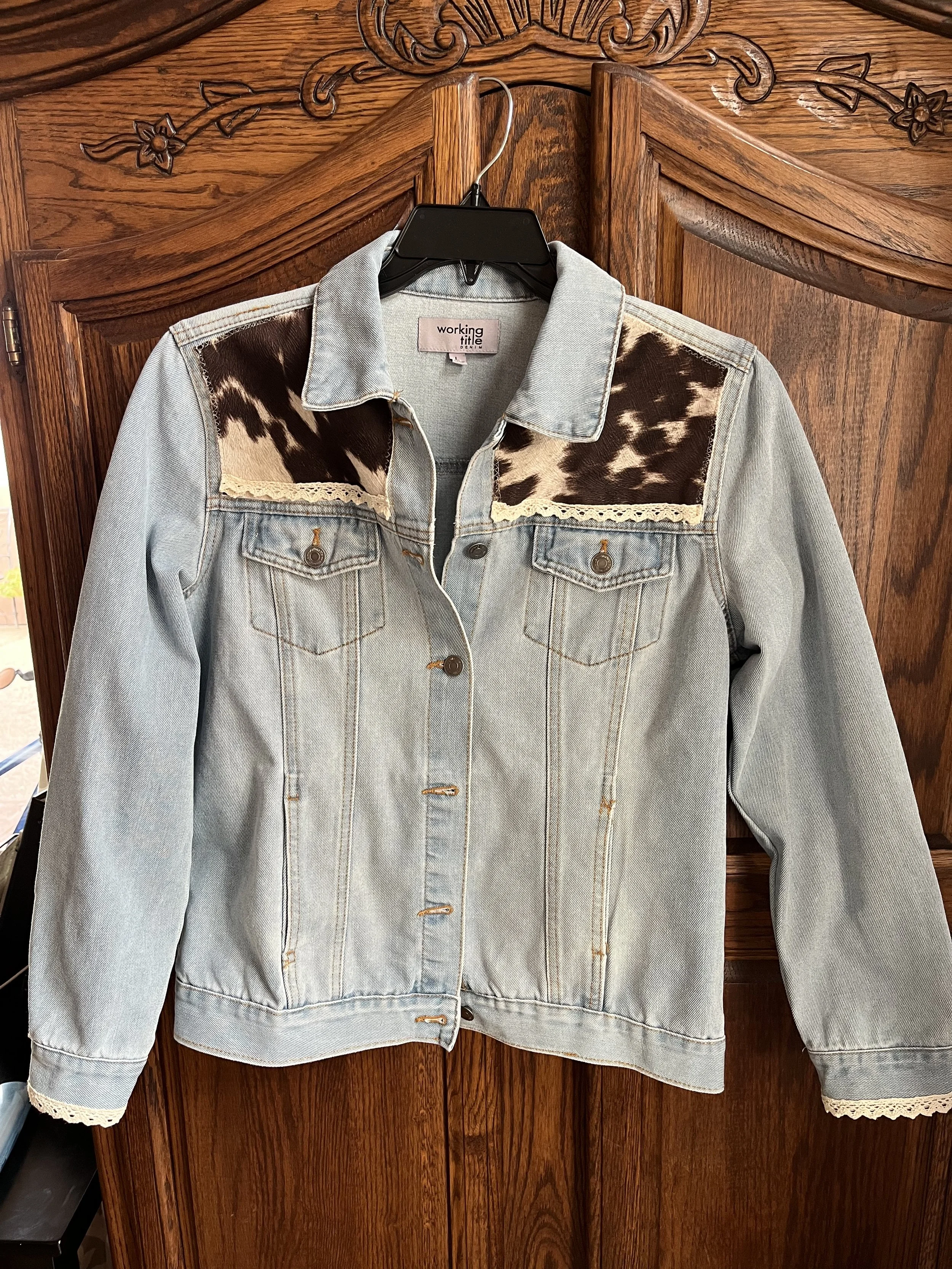  upcycled light denim jacket size M $40 SOLD 