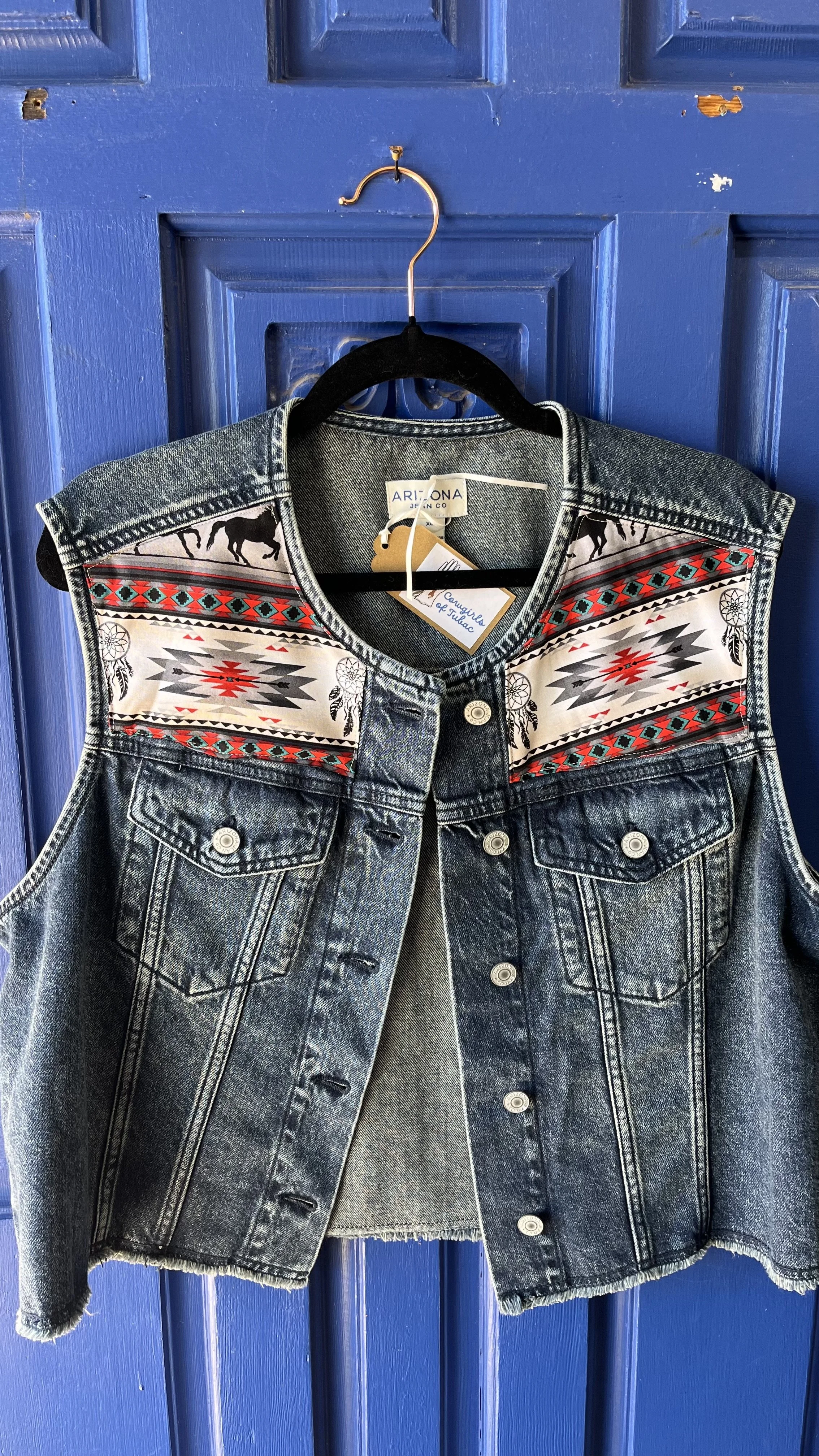  upcycled southwest vest size L  $30   SOLD 