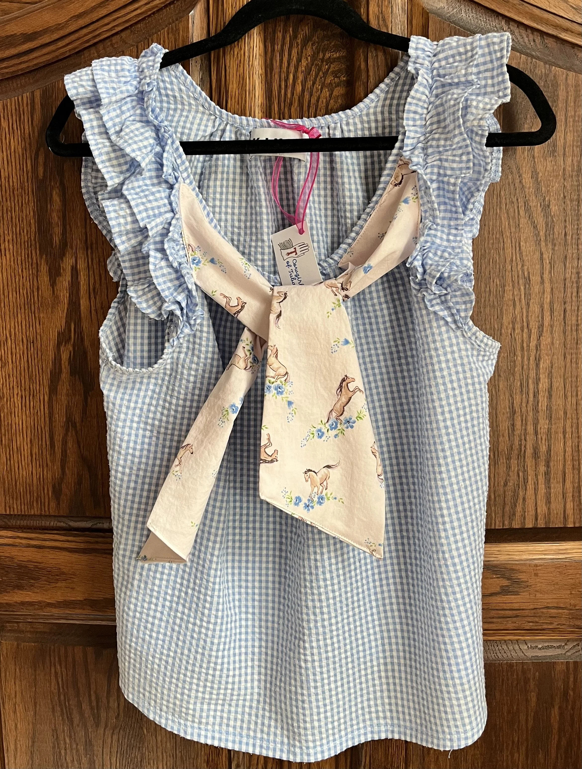  upcycled Gingham Sash Top size S  $30 