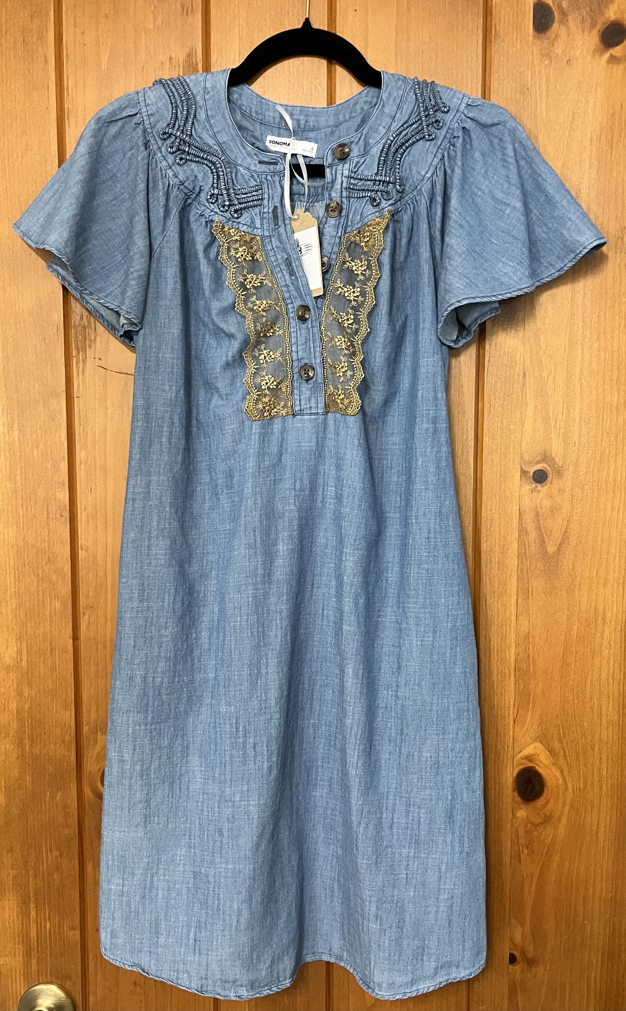  upcycled denim dress with lace size S  $30 