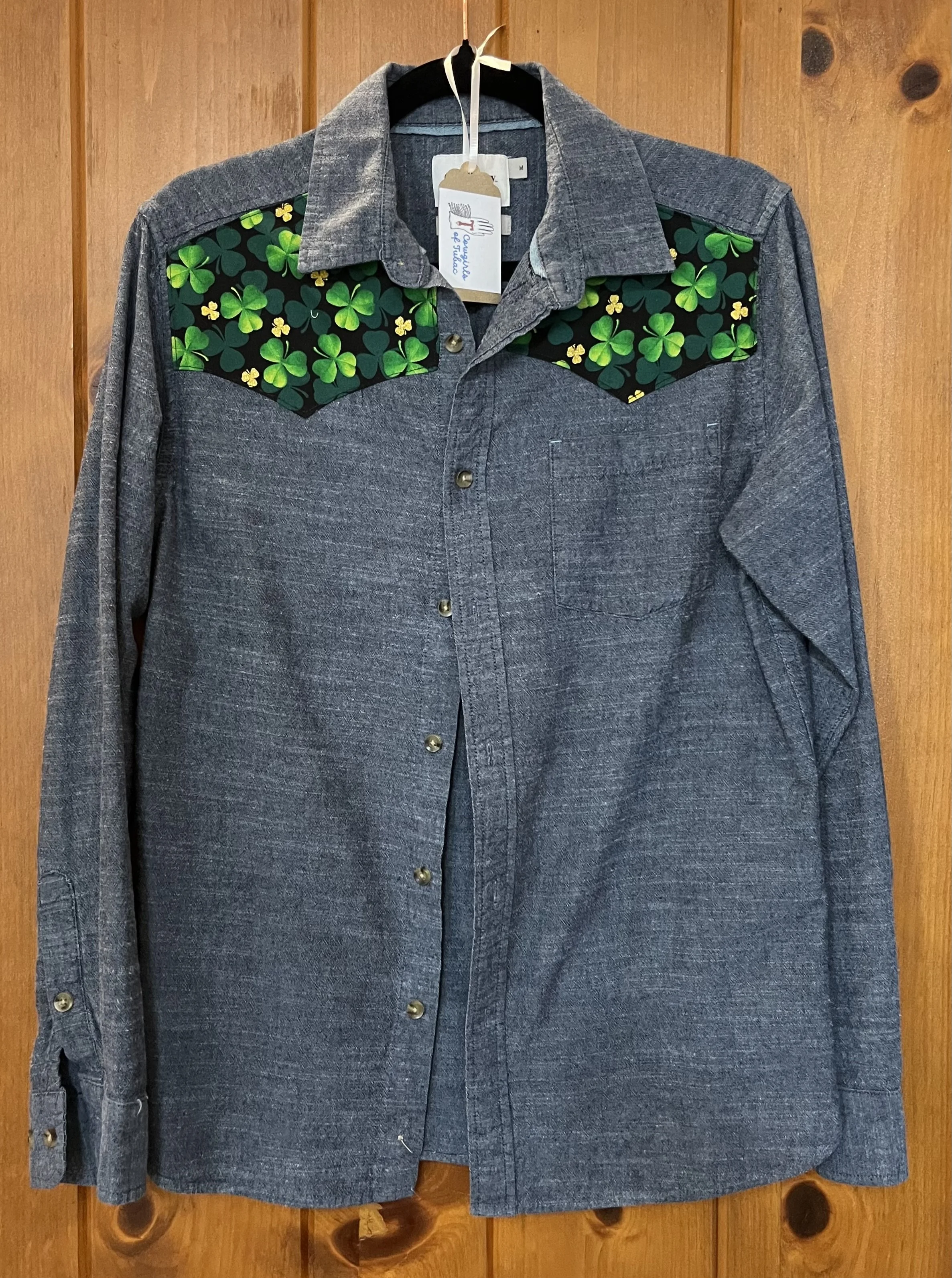  upcycled mens St Patricks Day shirt size M  $30 
