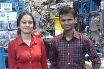 Dr. Rituparna Kanungo, Department of Astronomy & Physics, and Amit Kumar, Master of Science alumnus, at TRIUMF.