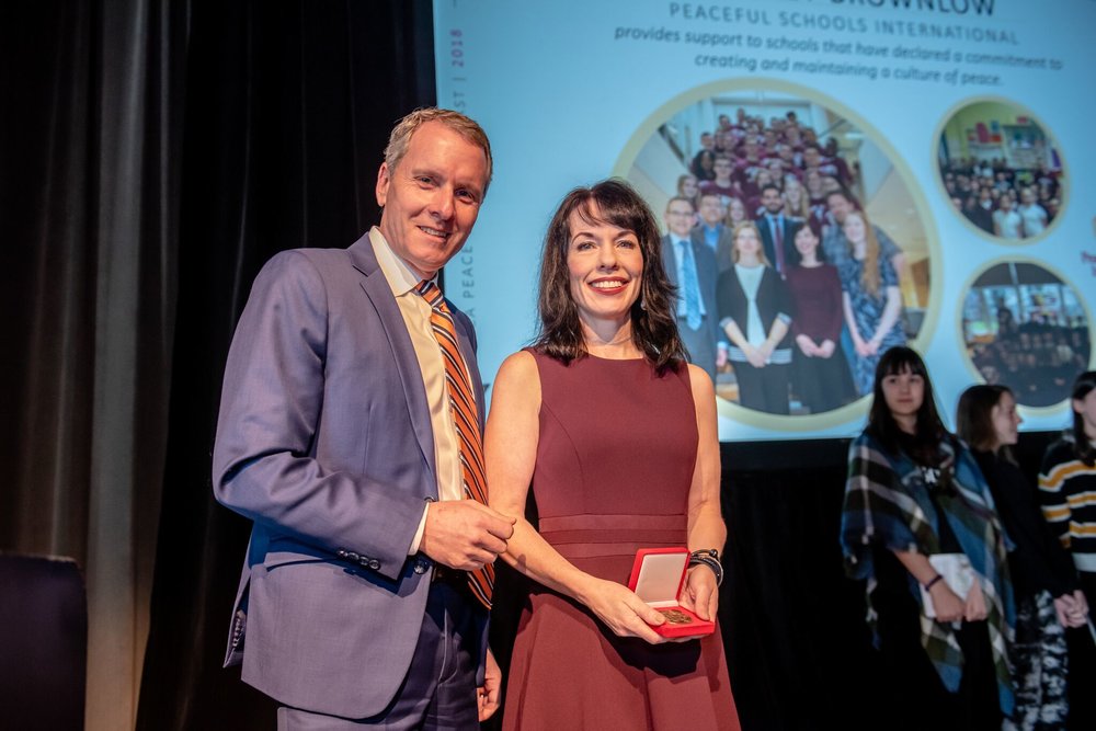  YMCA of Greater Halifax/Dartmouth has awarded its&nbsp; 2018 Peace Medal &nbsp;to Bridget Brownlow, Conflict Resolution Advisor at Saint Mary’s and President of Peaceful Schools International. YMCAs across Canada present the Peace Medal to individua