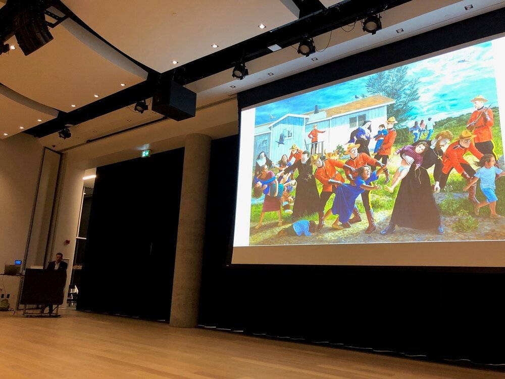  Kent Monkman  discussing his powerful 2017 artwork   The Scream   (2017, acrylic on canvas, 84” x 126”), now in the collection of the Denver Art Museum. 