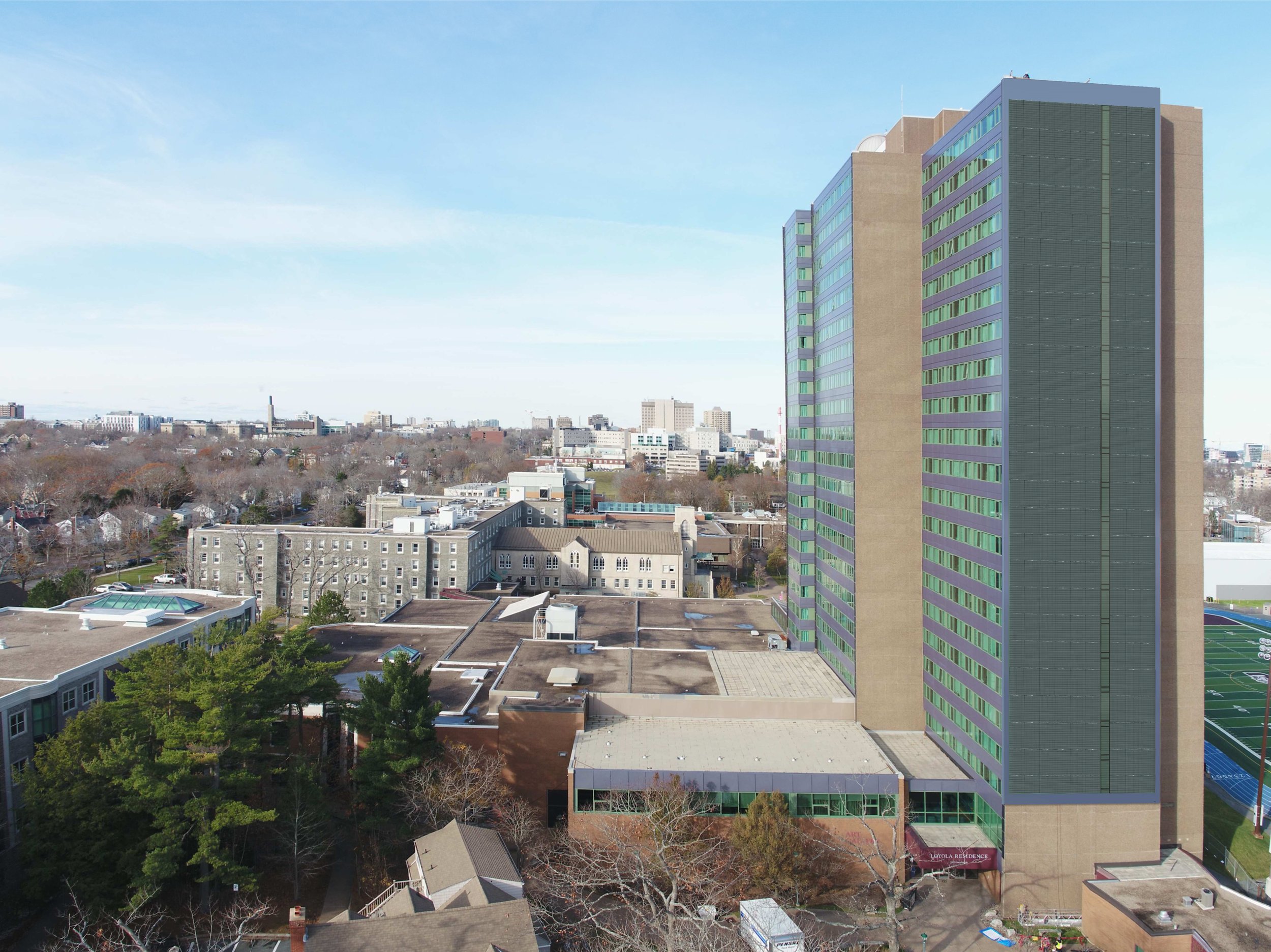 Rendering of what will become North America's North America’s tallest solar-integrated building, the Saint Mary's Loyola Residence. 