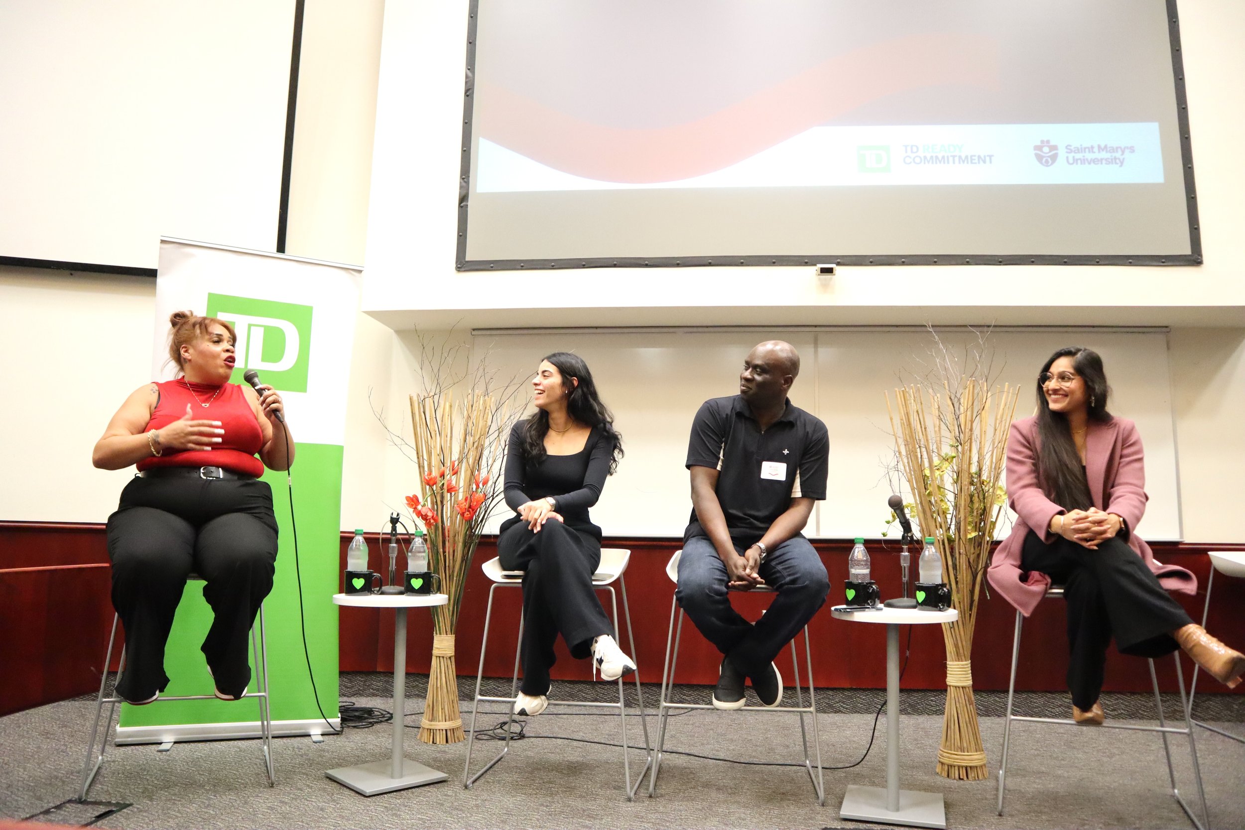  Panelists Tia Upshaw, Ritika Saraswat, Emo Ikede MBA'13 and Sehmat Suri BComm'19 BA'19 