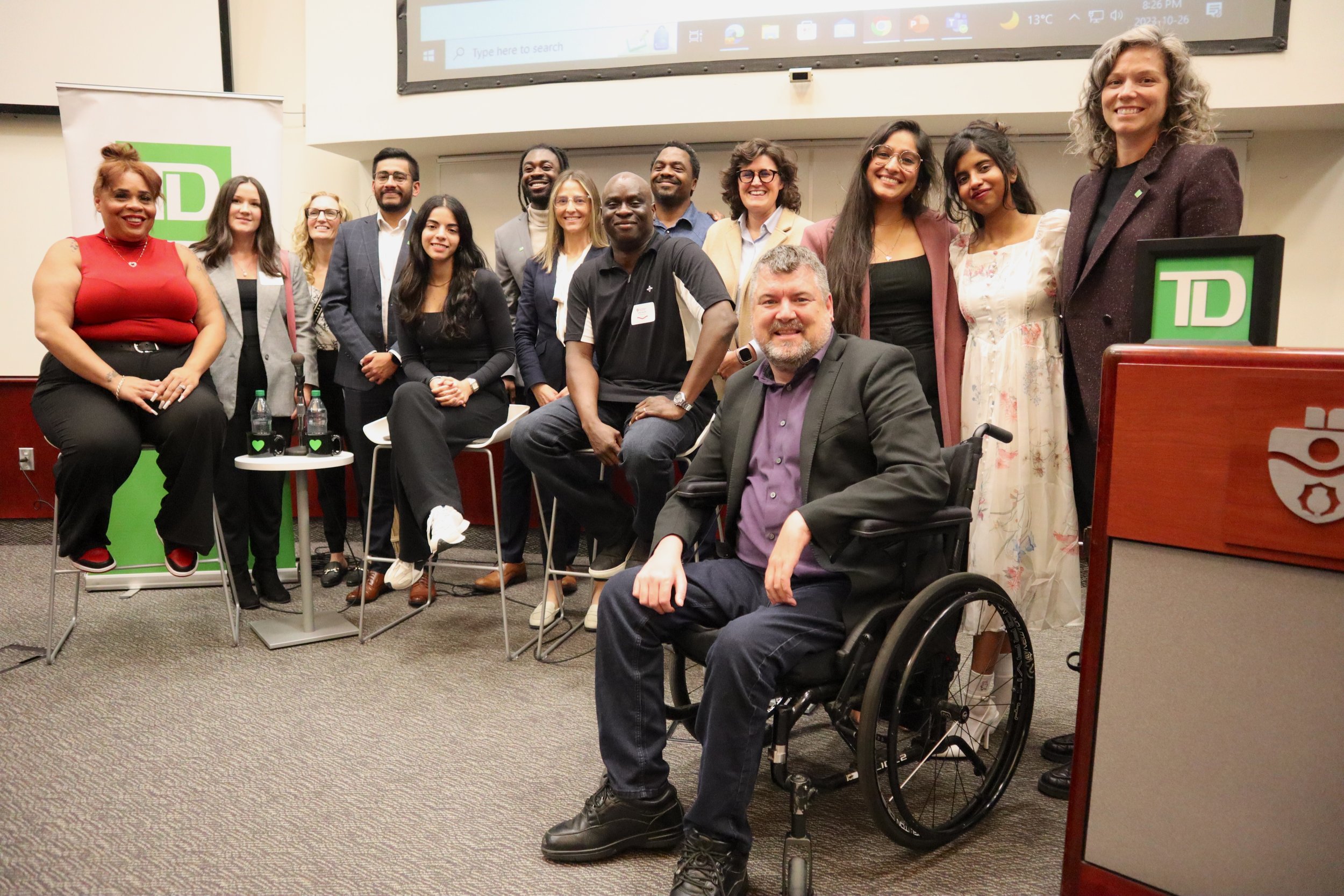  Panelists, staff from the Arthur L. Iring Entrepreneurship Centre and guests from TD  