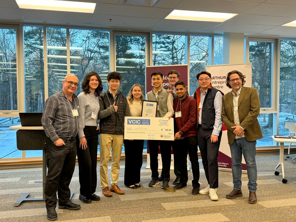  The team from the University of Waterloo secured first place in the undergraduate category: Harry Soo, Leo Chen, Mischa Hinds, Rachel Butler, Tony Cao and Shilp Shah. 