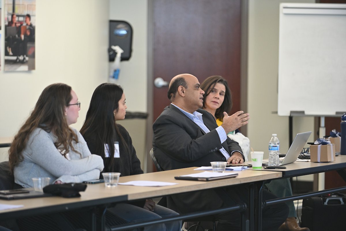  SMU students joined Sobey School of Business professor Dr. Rahman Khokhar (pictured speaking) for the Developing Climate Leaders course 