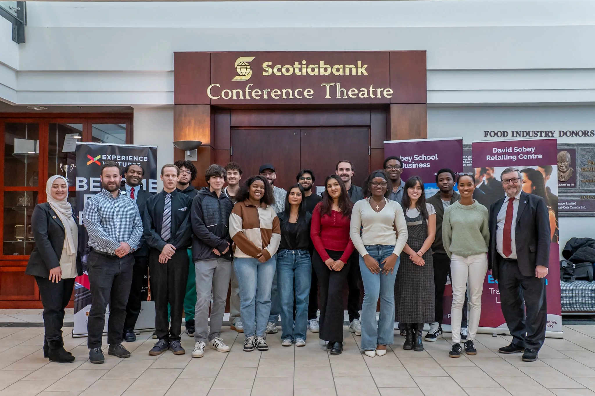  Hackathon participants with staff from Hope Blooms, the Arthur L. Irving Entrepreneurship Centre and Sobey School of Business 