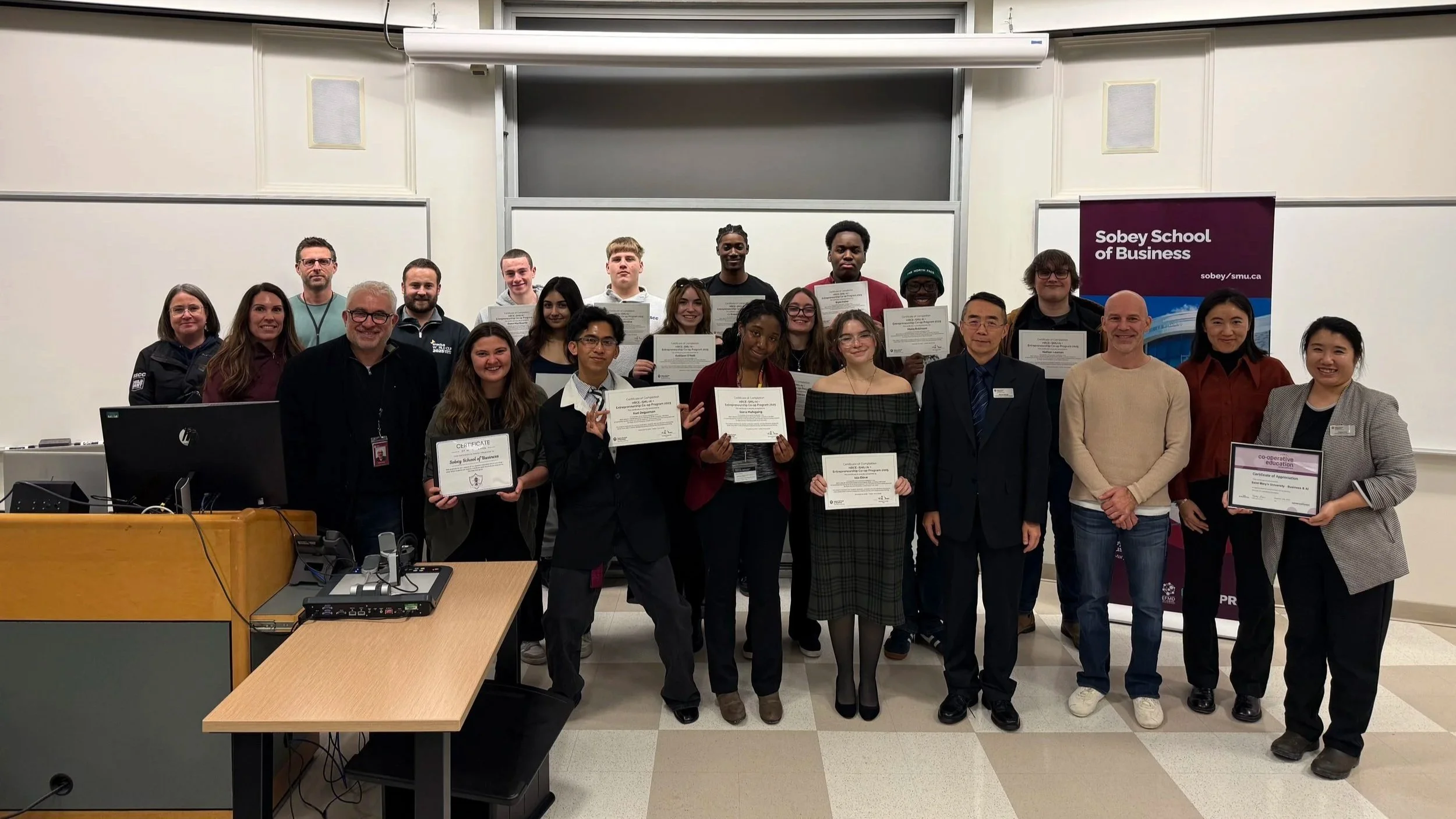  Co-op students with faculty and staff from the Sobey School of Business 