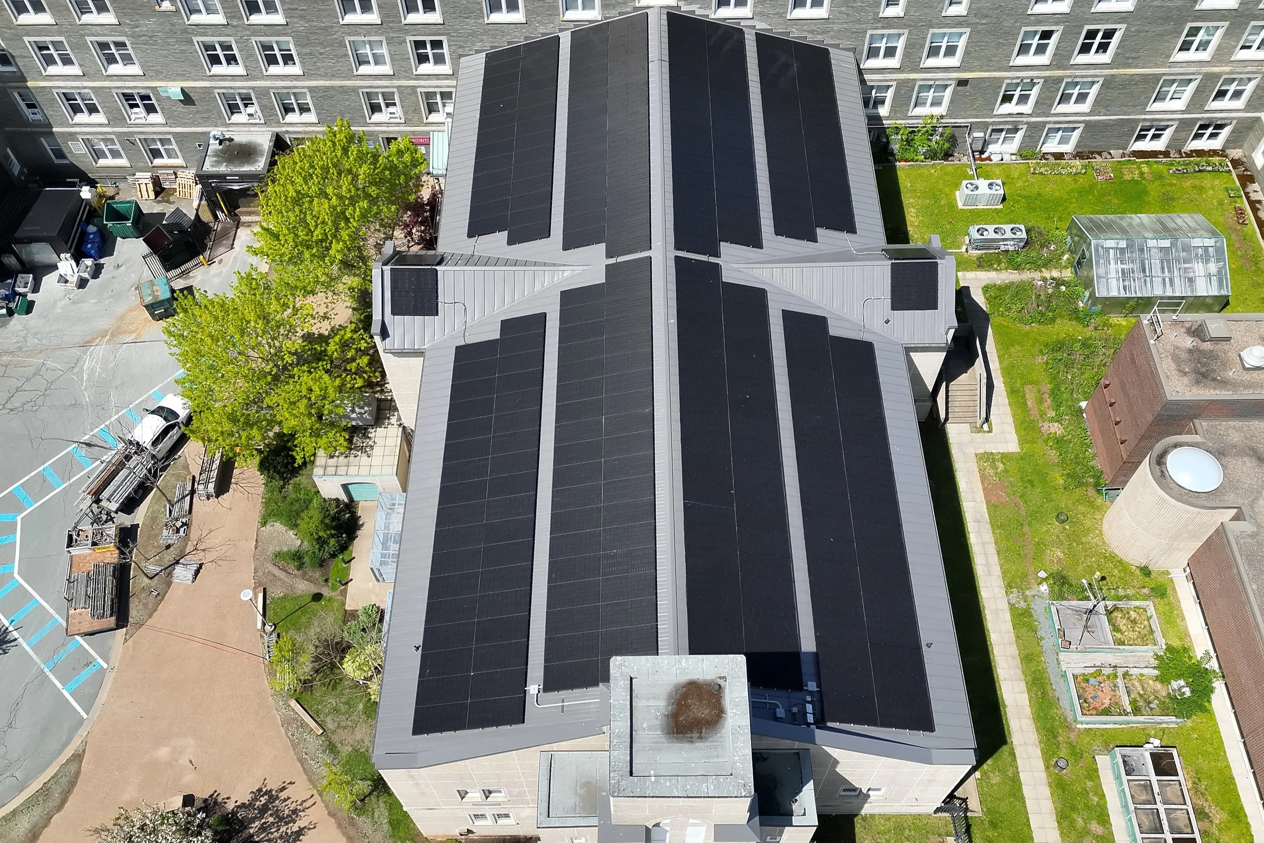 An aerial view of the McNally East roof