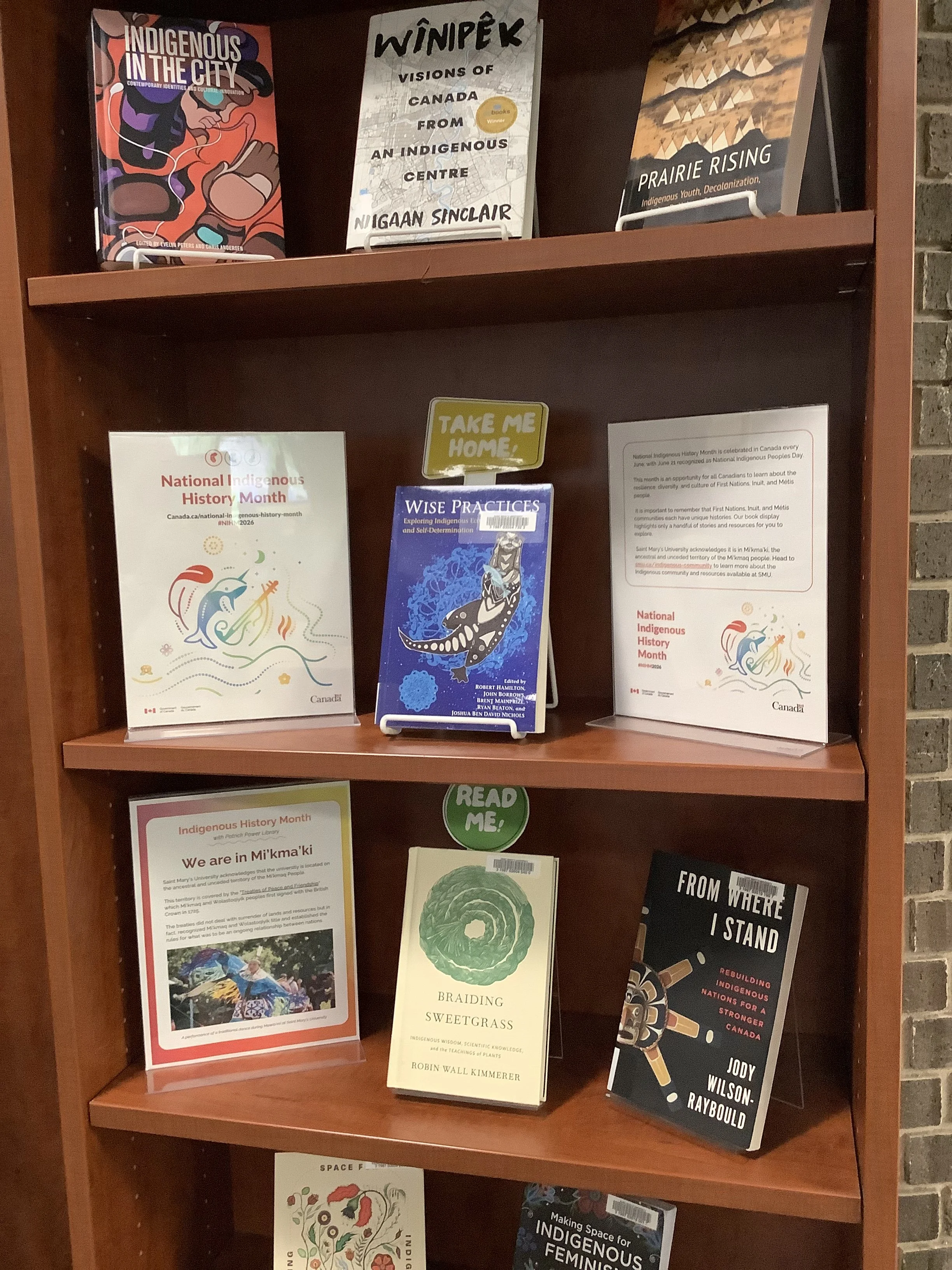 Bookshelf with Indigenous book display