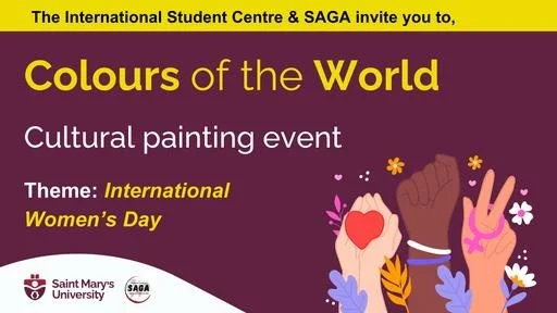 Event information and three cartoon hands on a graphic