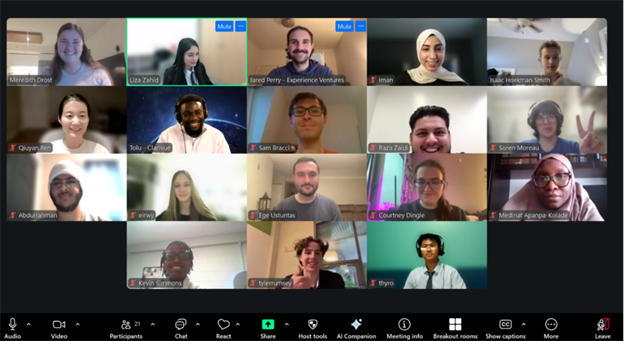 18 people  shown on a Zoom call